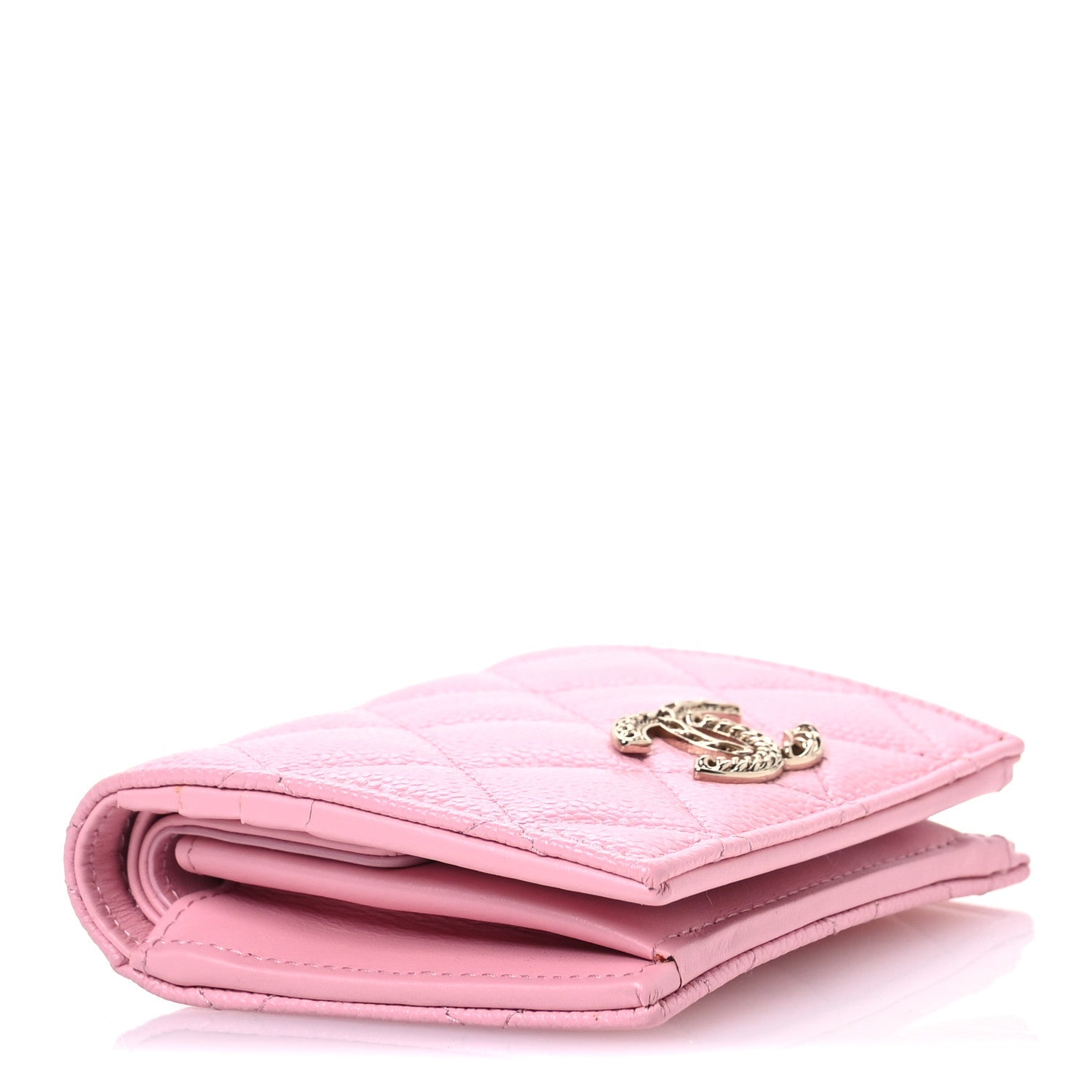 Caviar Quilted Multi Chain CC Compact Bifold Wallet Pink