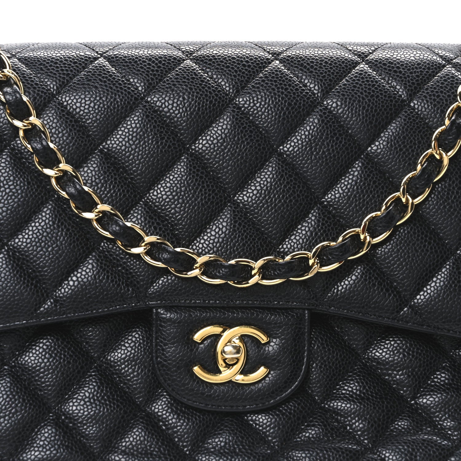 Caviar Quilted Jumbo Double Flap Black