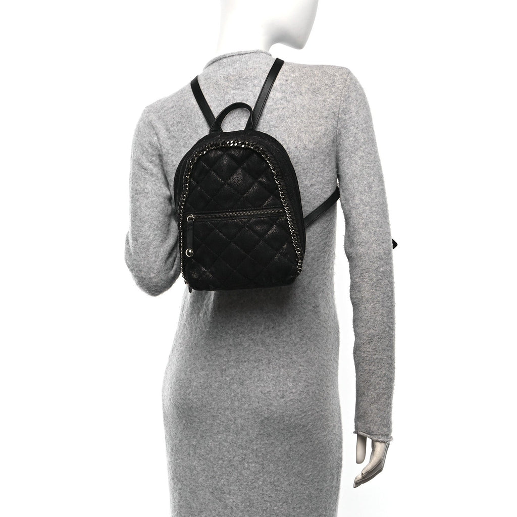 Shaggy Deer Quilted Mini Falabella Backpack Black