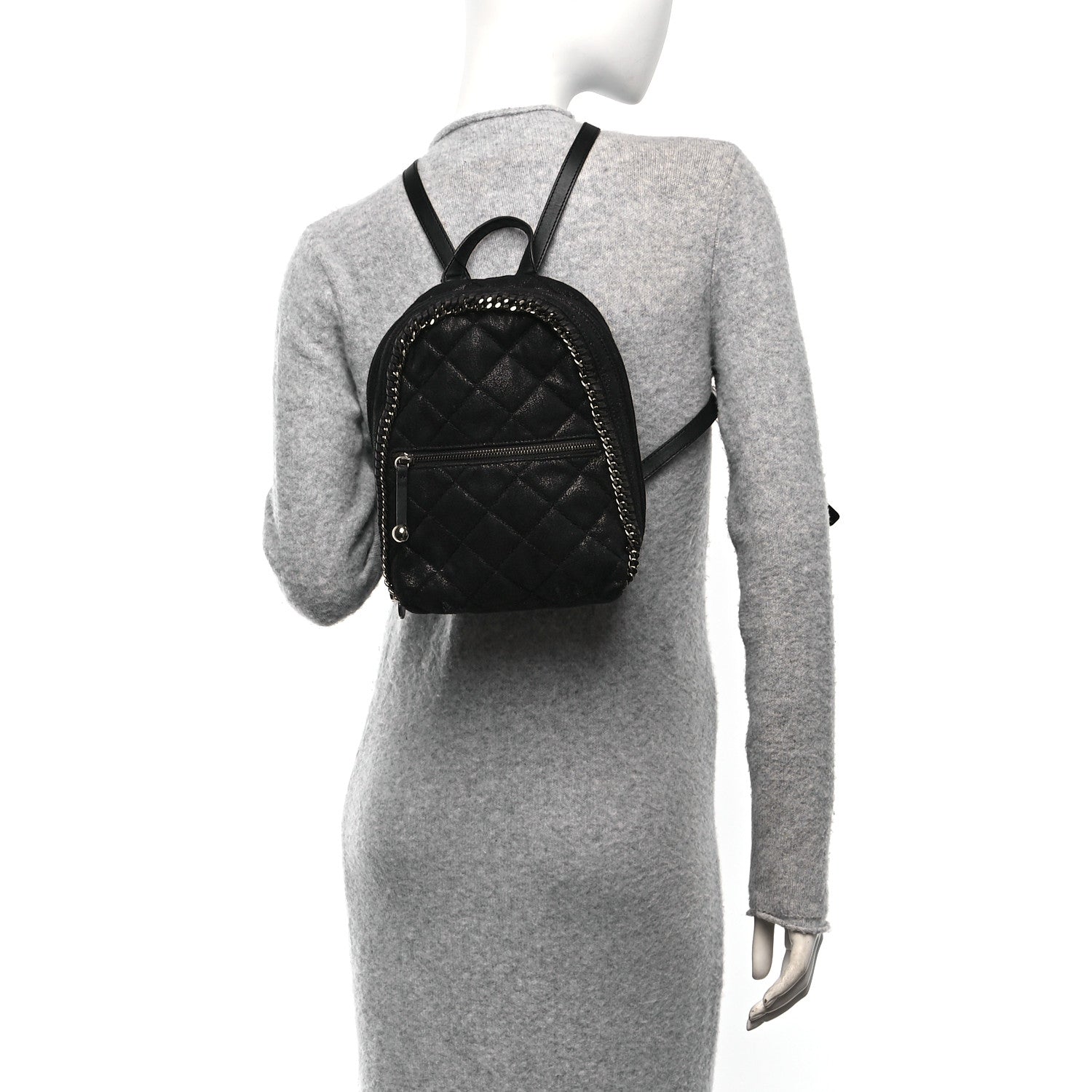 Shaggy Deer Quilted Mini Falabella Backpack Black