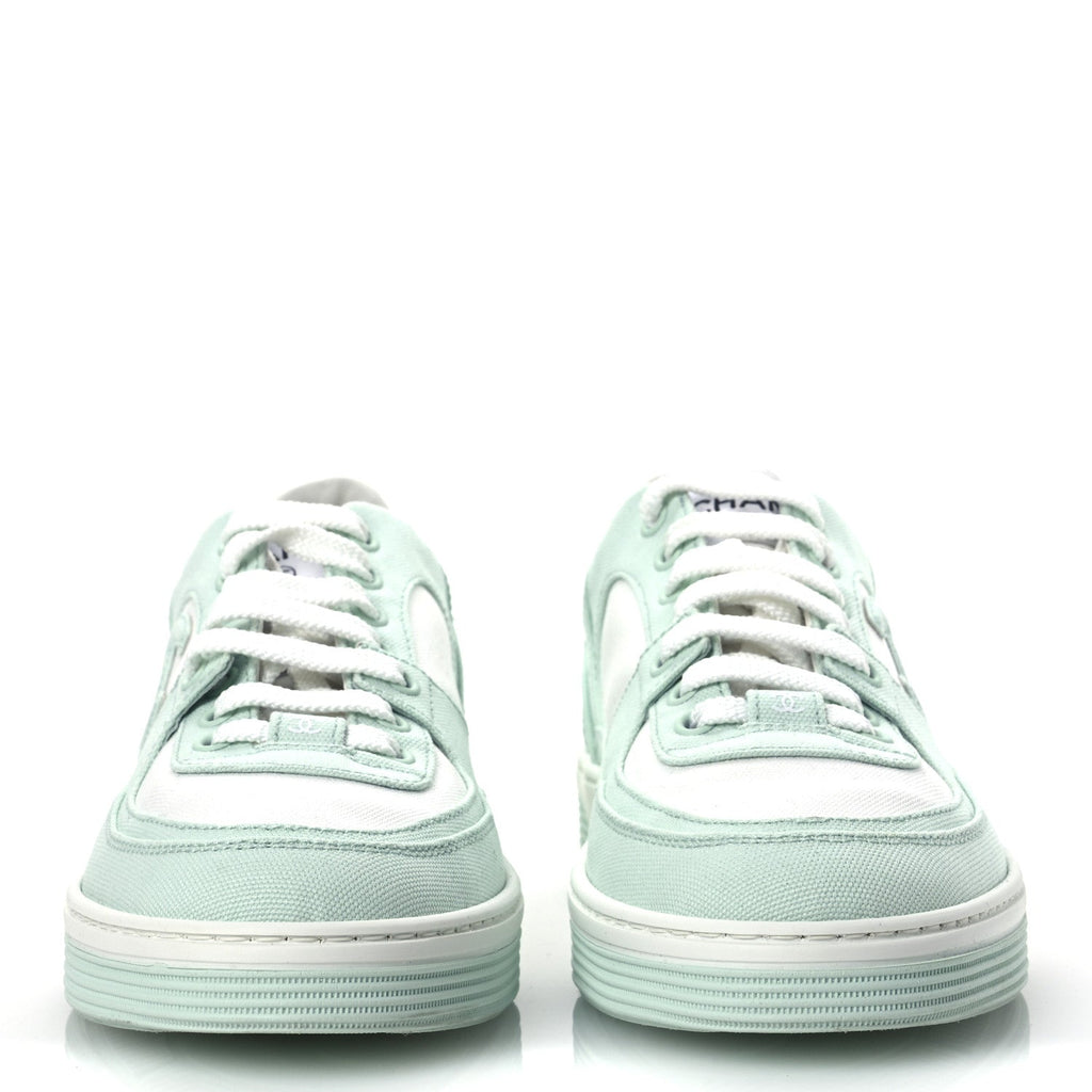 Cotton Sneakers 39.5 Light Turquoise White