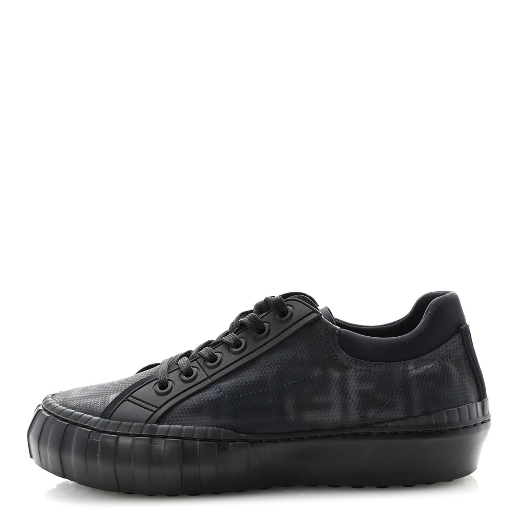 Fabric Jacquard Vitello Technical Fabric FF Mens Fendi Force Low Top Sneaker 8 Black Blue
