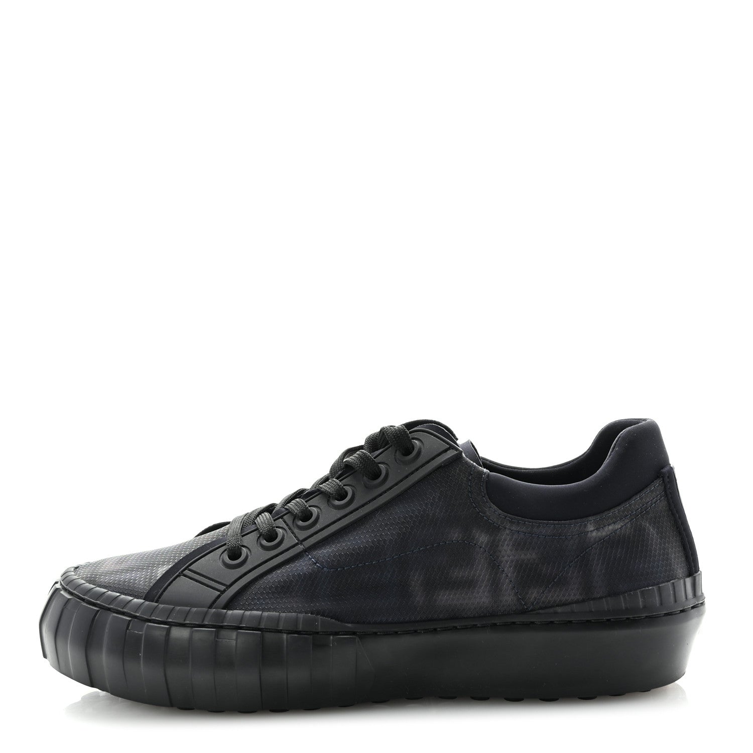 Fabric Jacquard Vitello Technical Fabric FF Mens Fendi Force Low Top Sneaker 8 Black Blue