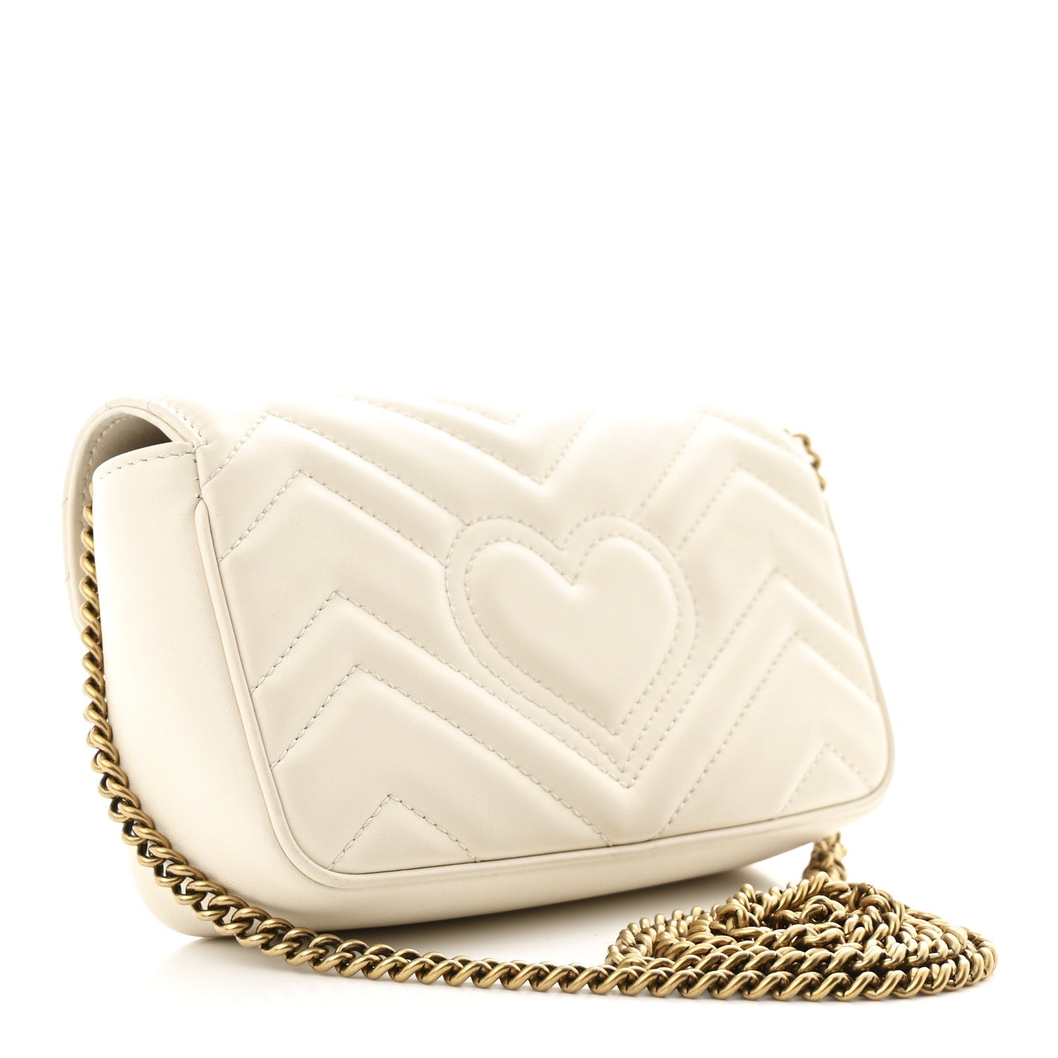 Calfskin Matelasse Super Mini GG Marmont Shoulder Bag White