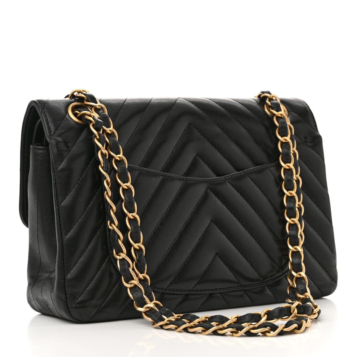 Lambskin Chevron Quilted Small Double Flap Black