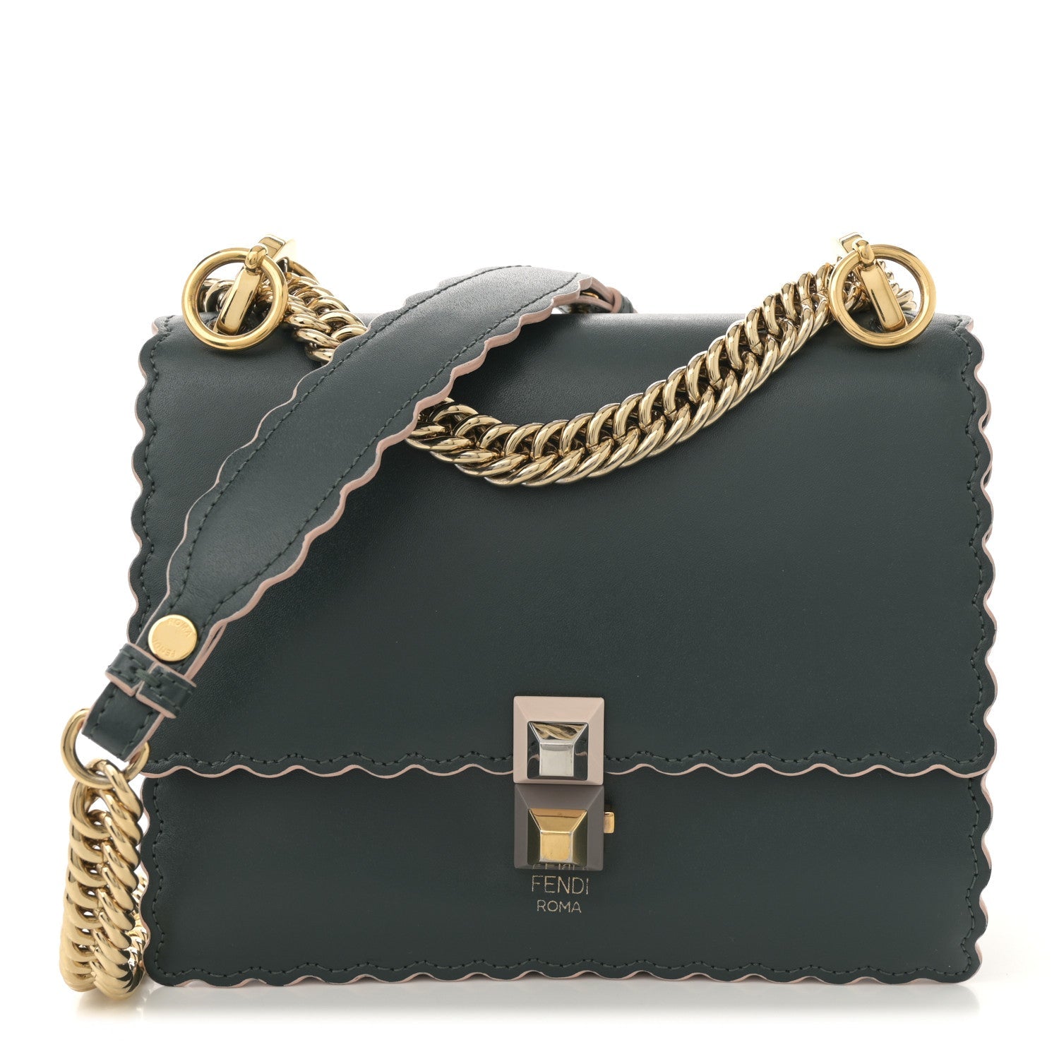 Vitello Liberty Scalloped Studded Small Kan I Shoulder Bag Amazzonia