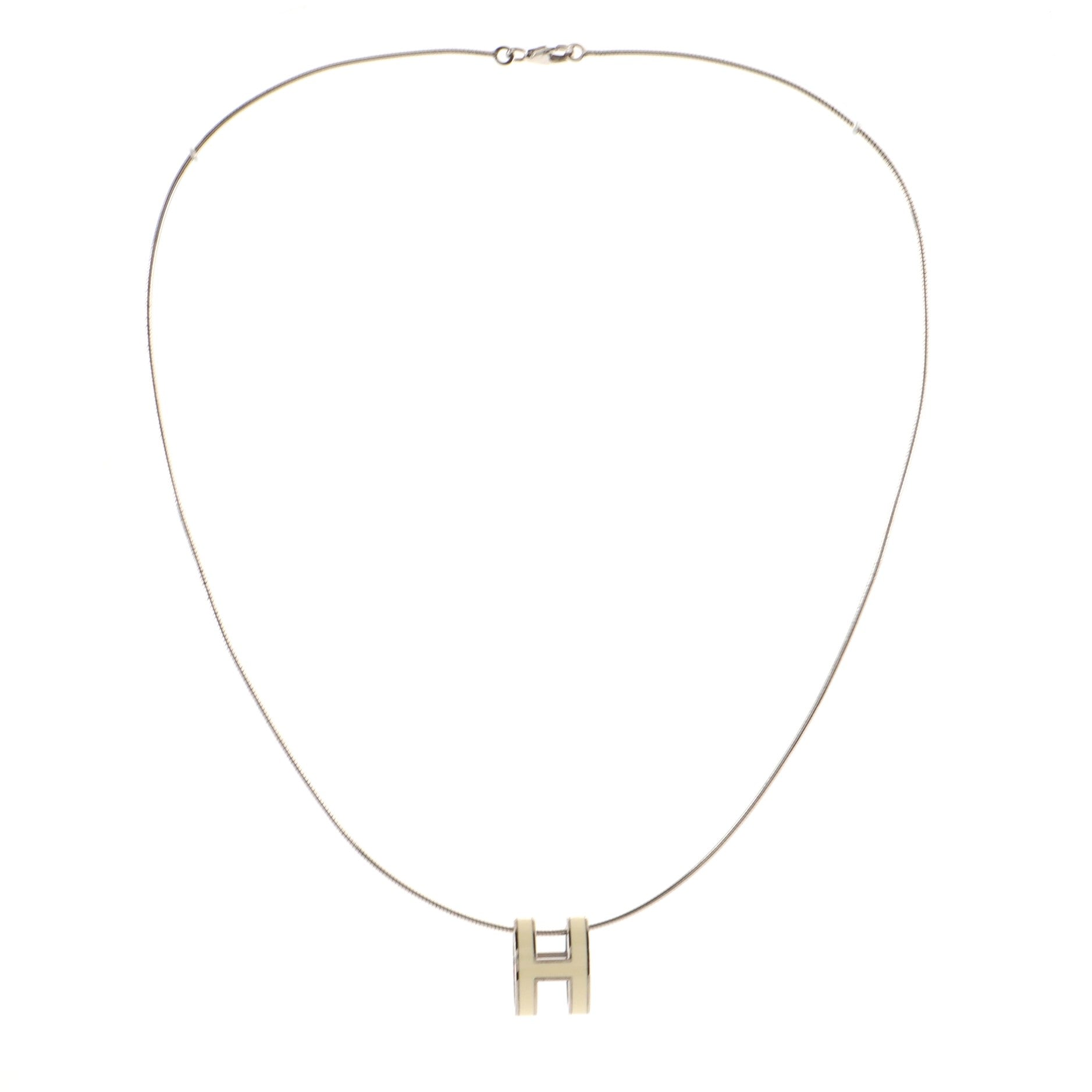 Pop H Pendant Cord Necklace Metal and Enamel