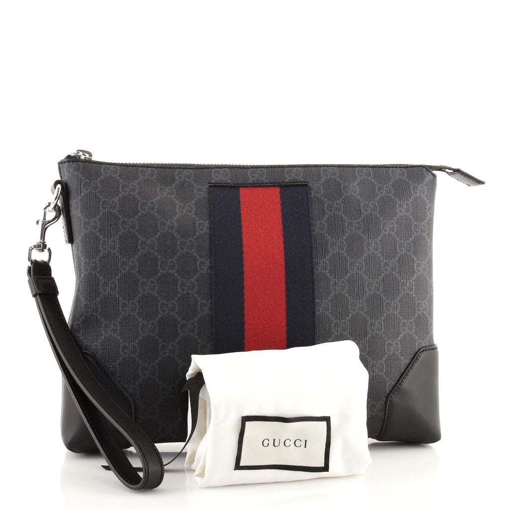Web Wristlet Clutch GG Coated Canvas Medium
