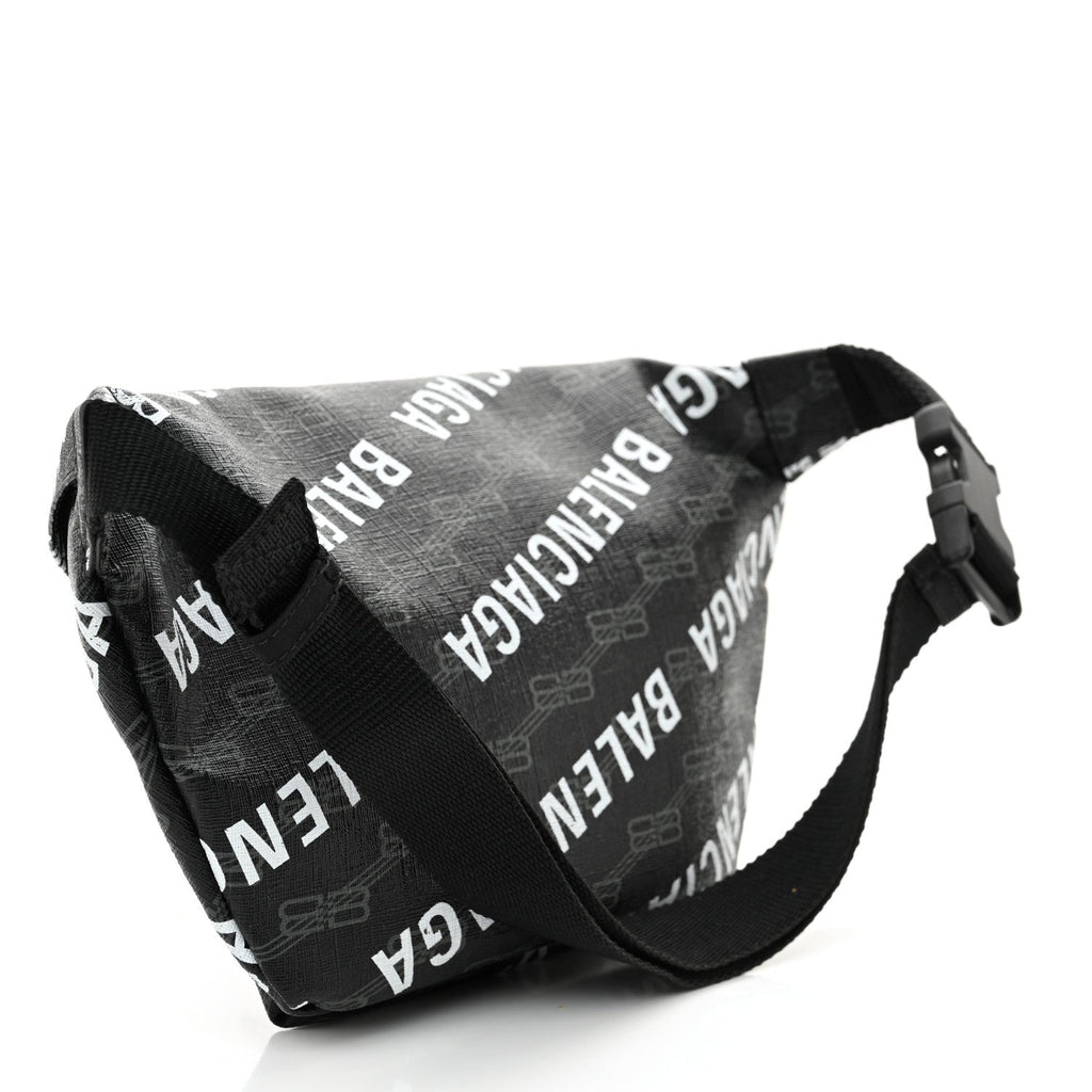Coated Canvas BB Monogram Allover Logo Medium Signature Beltpack Black Grey White