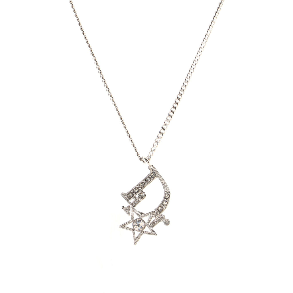 Star Logo Pendant Necklace Metal and Crystals