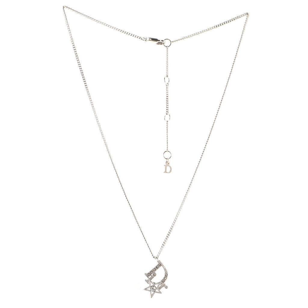Star Logo Pendant Necklace Metal and Crystals