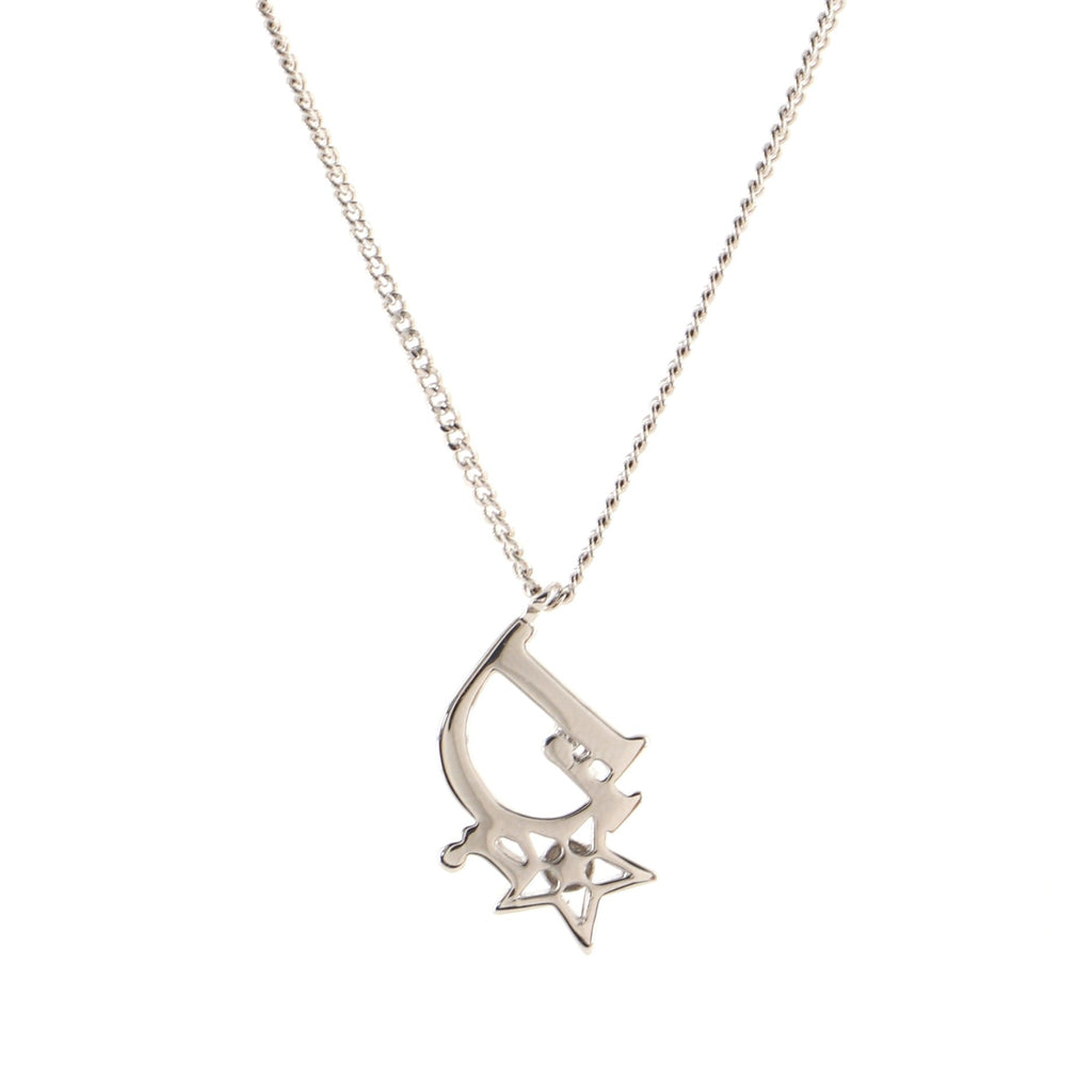 Star Logo Pendant Necklace Metal and Crystals