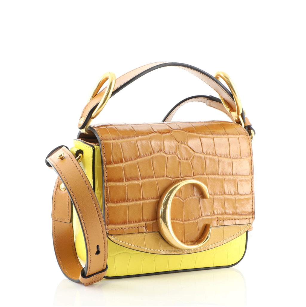 C Crossbody Bag Crocodile Embossed Leather Mini
