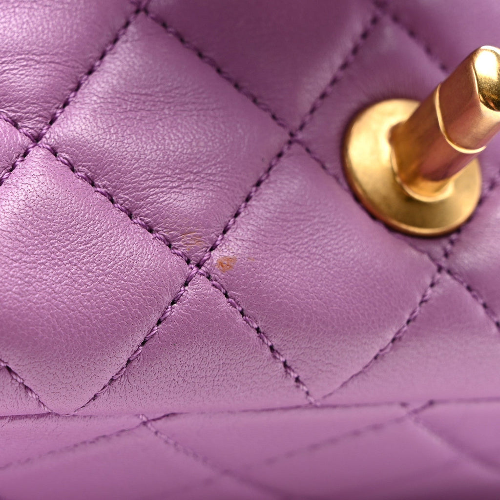 Lambskin Quilted Mini CC Pearl Crush Flap Purple