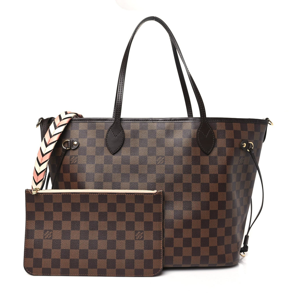 Damier Ebene Braided Neverfull MM Pink