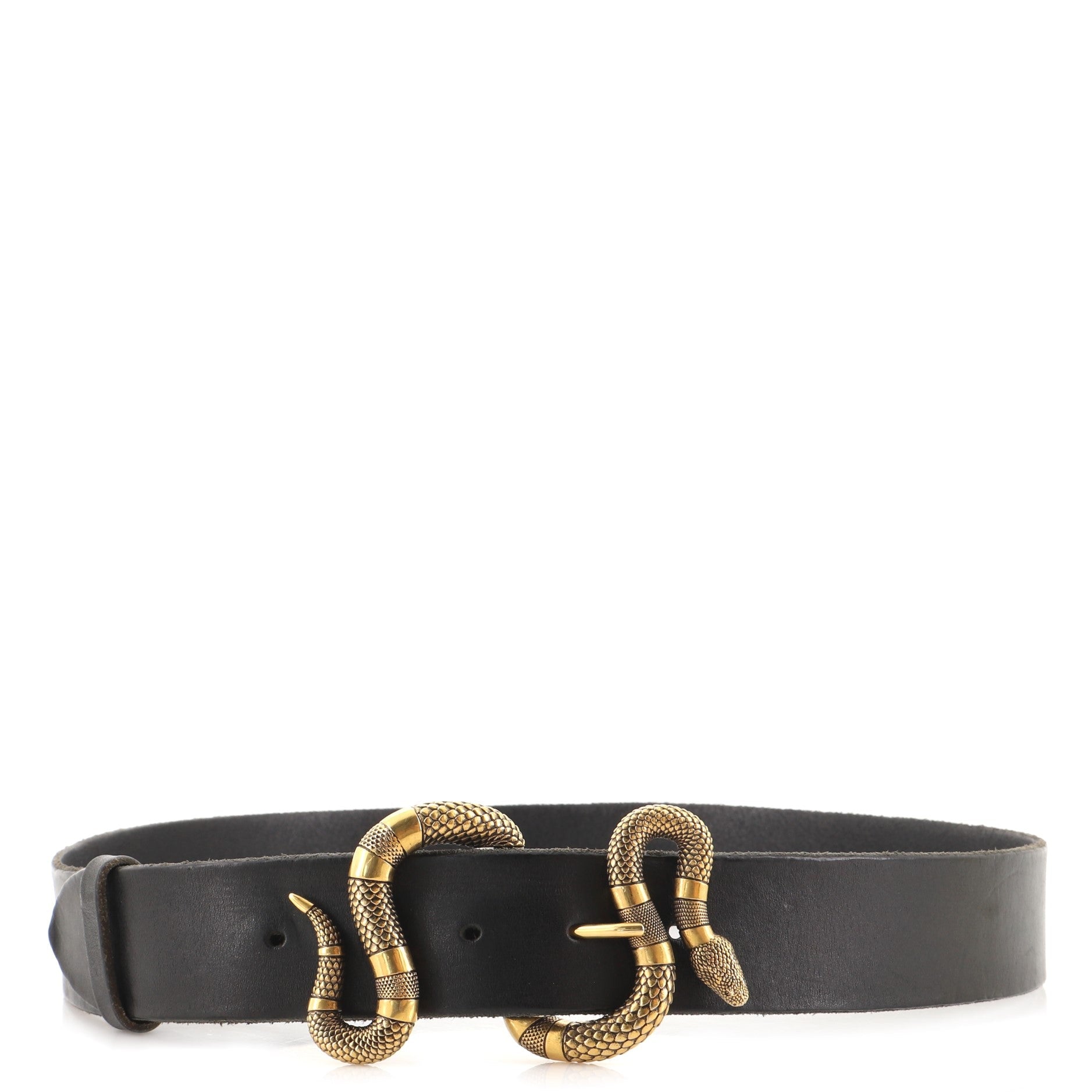 Snake Buckle Belt Leather Wide 90