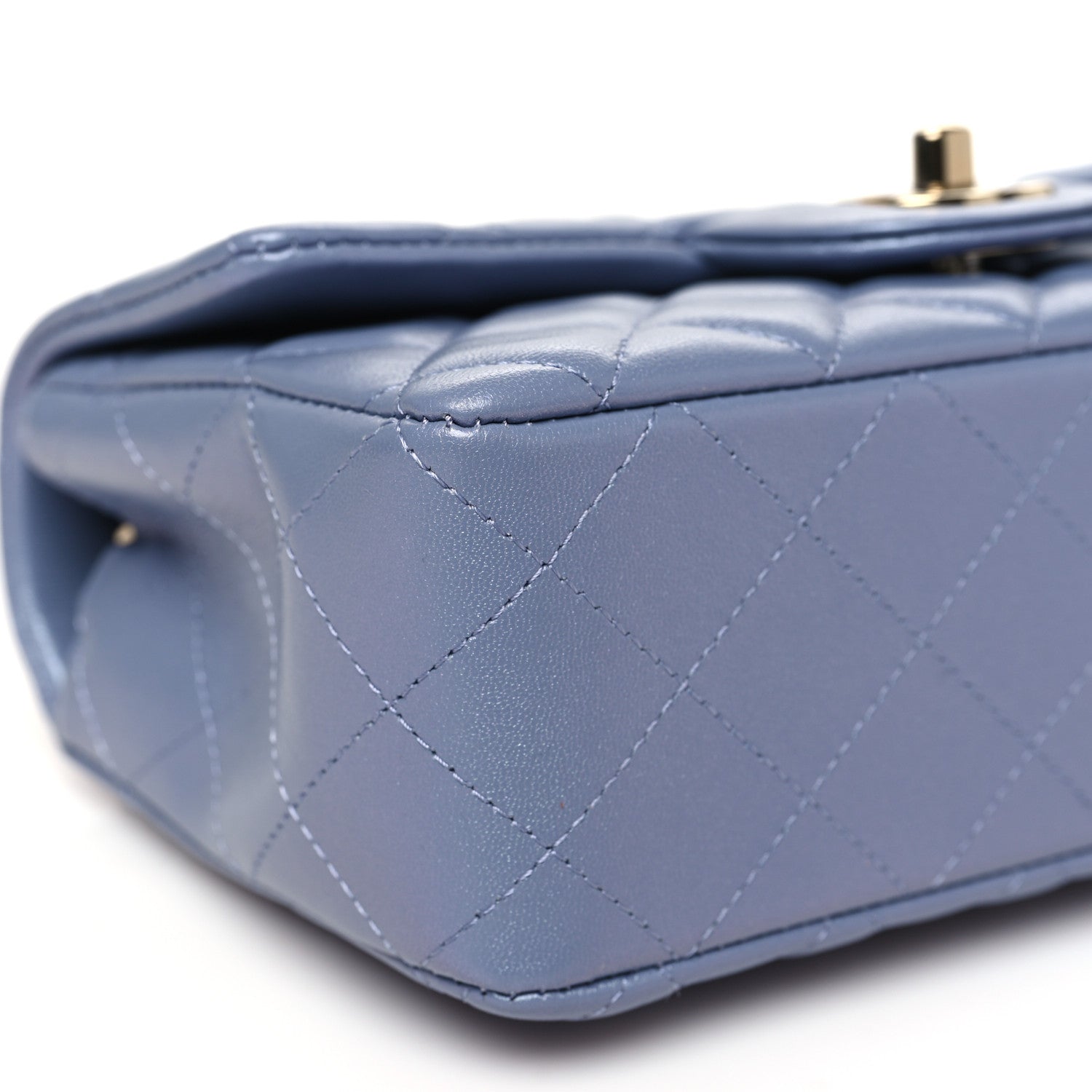 Iridescent Lambskin Quilted Mini Rectangular Flap Light Purple
