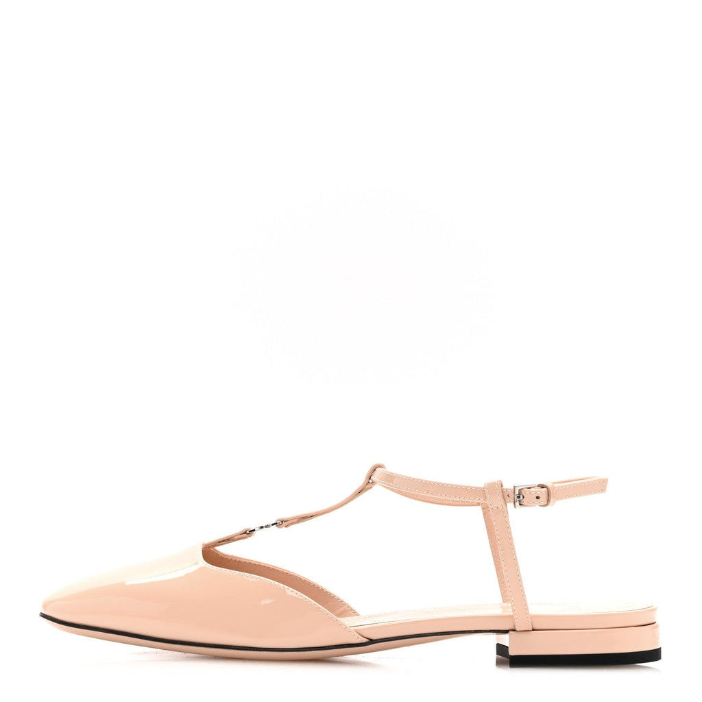Vernice Crystal Double G Ballet Flat 37.5 Skin Rose