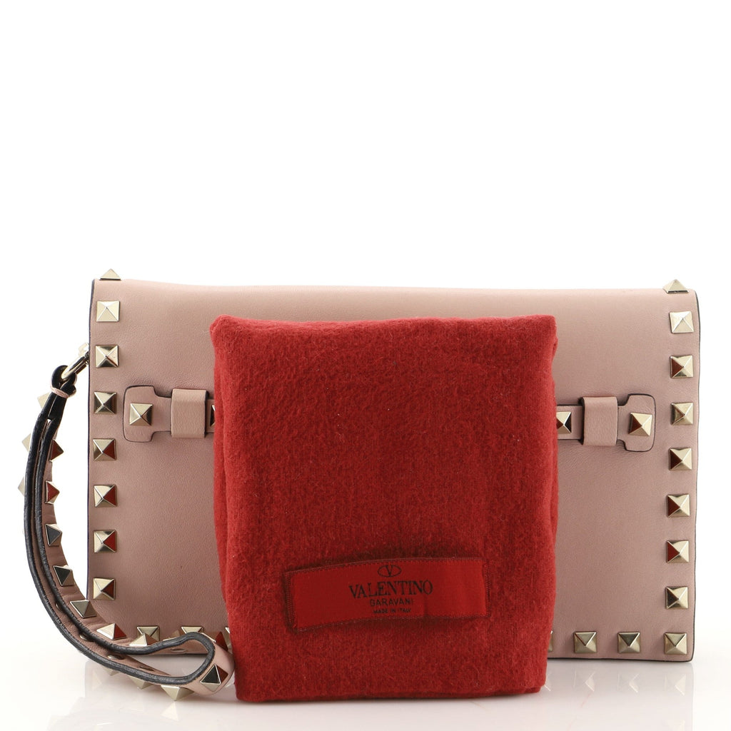 Rockstud Flap Clutch Leather Small