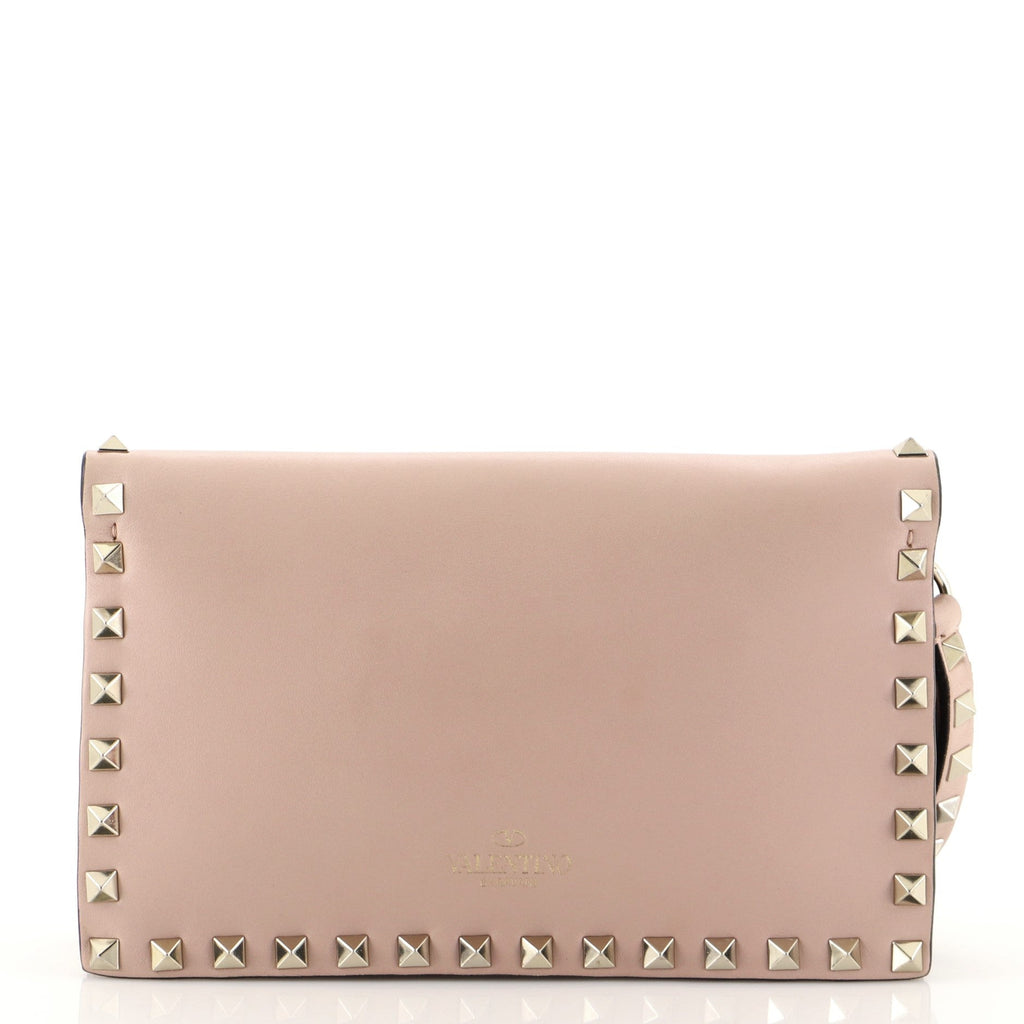 Rockstud Flap Clutch Leather Small