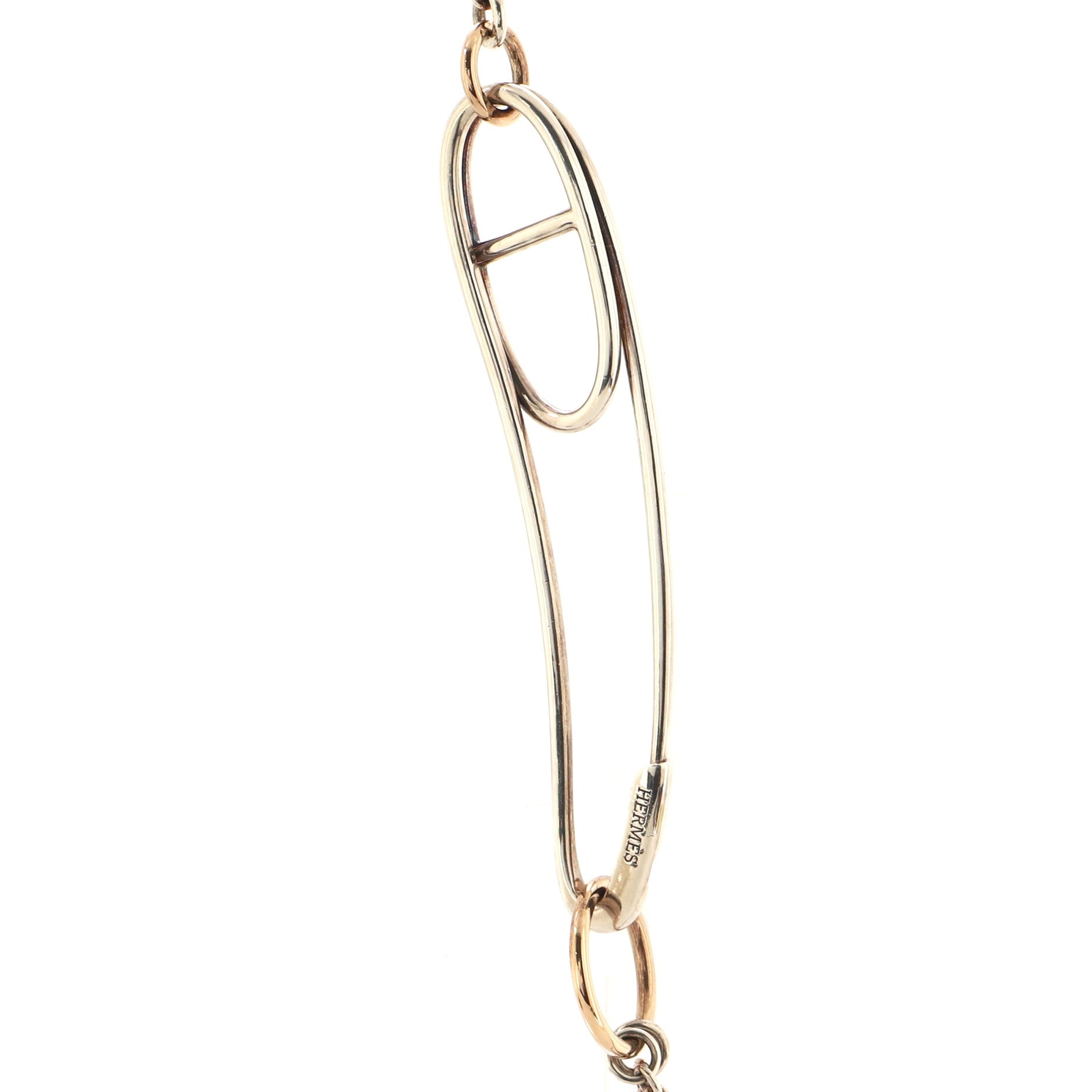 Chaine d'Ancre Punk Long Double Necklace Sterling Silver with 18K Rose Gold