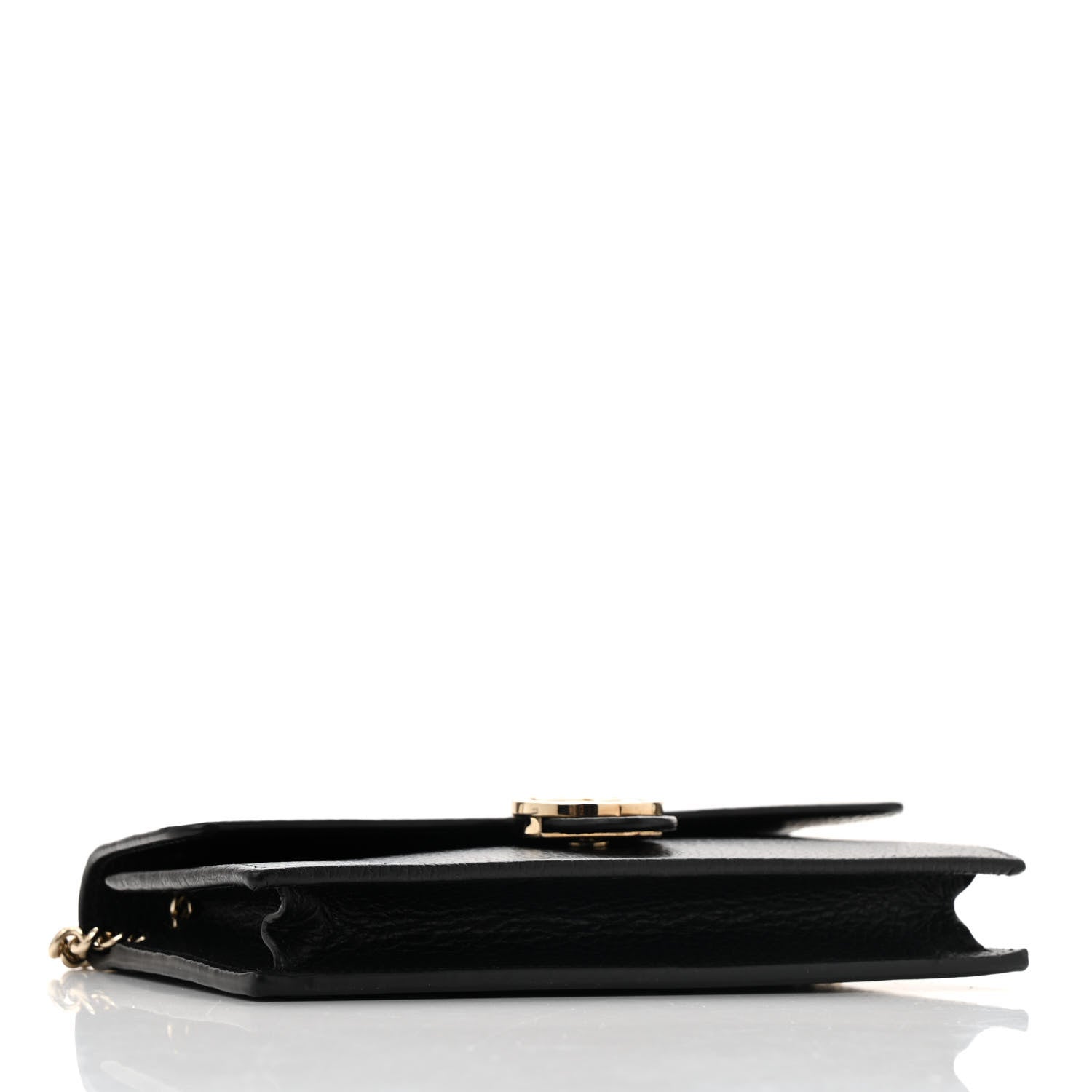 Dollar Calfskin Interlocking G Chain Wallet Black