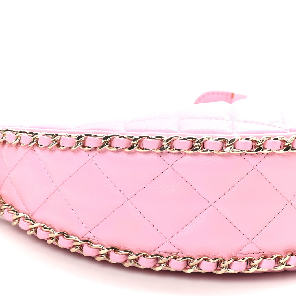 Lambskin Quilted Small Hobo Bag Pink