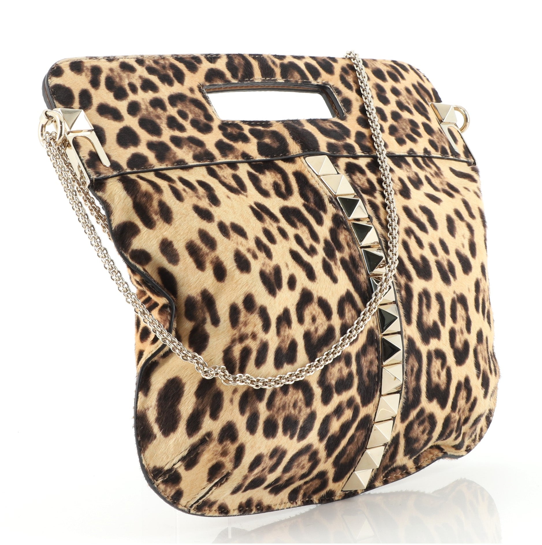Va Va Voom Fold Over Chain Clutch Calf Hair