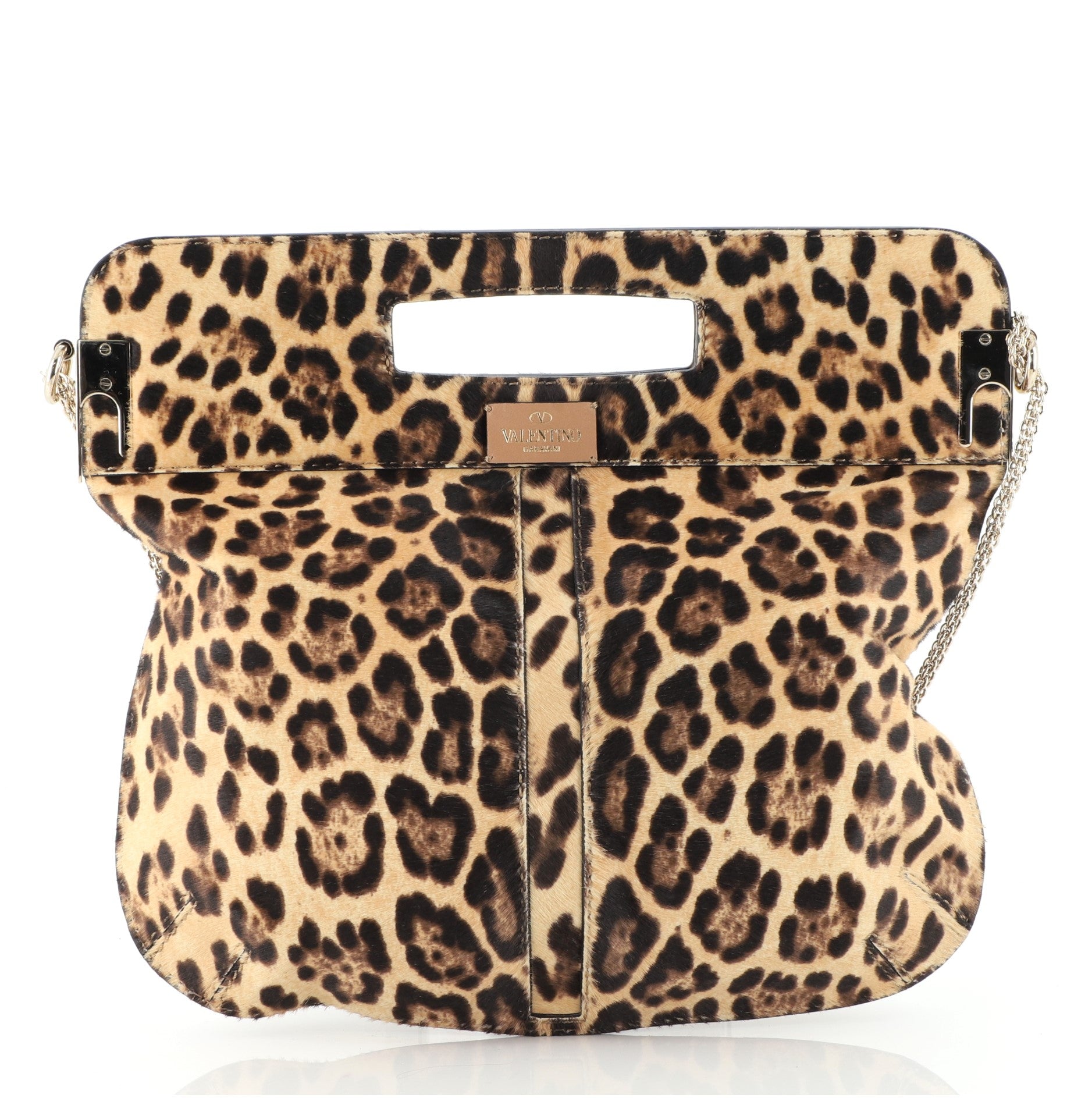 Va Va Voom Fold Over Chain Clutch Calf Hair