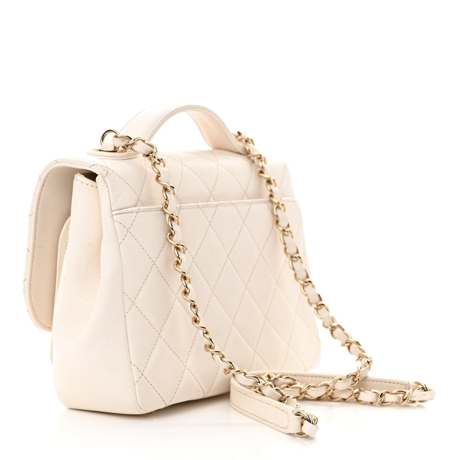 Caviar Quilted Medium Business Affinity Flap White