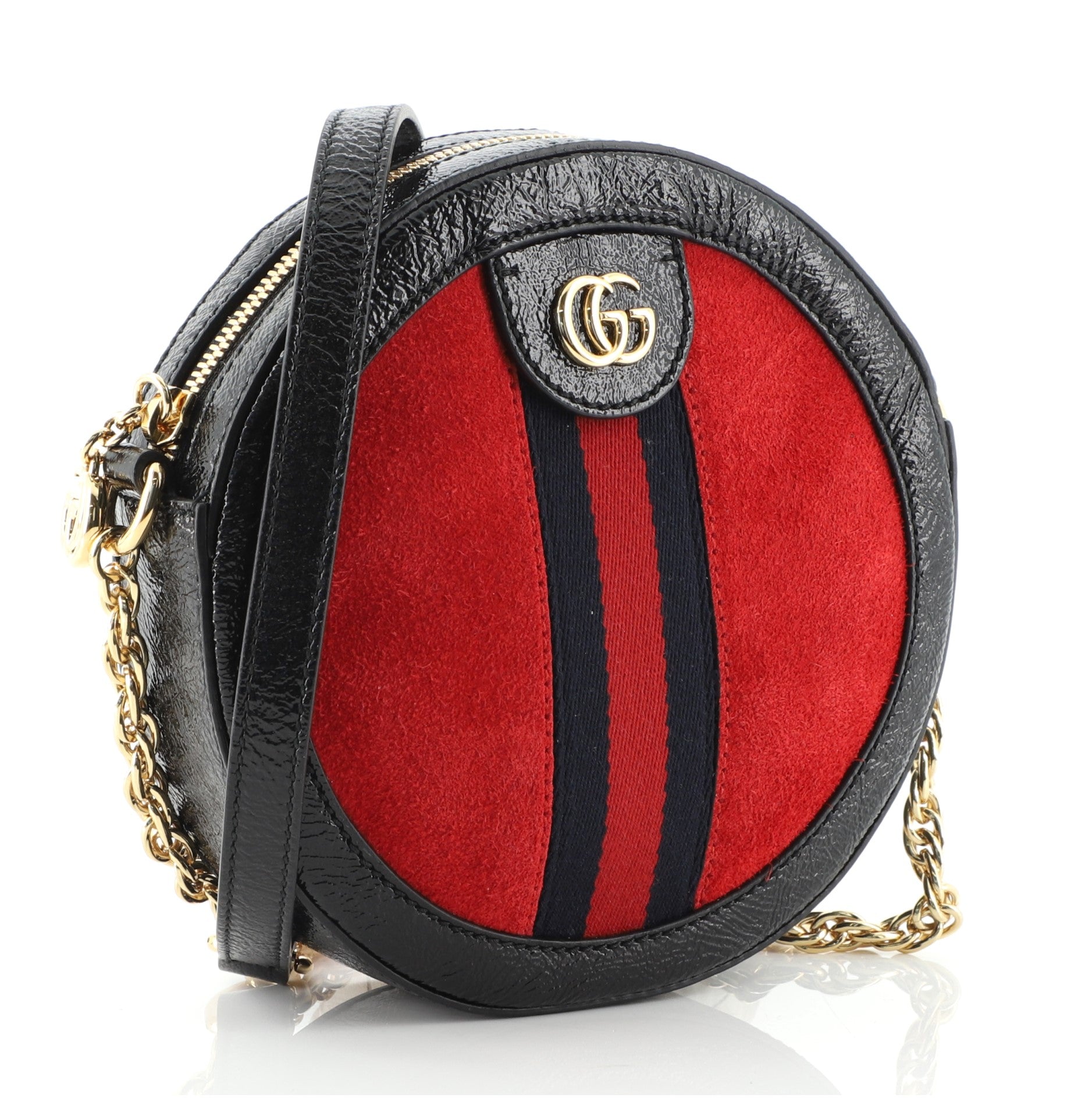 Ophidia Round Shoulder Bag Suede Mini