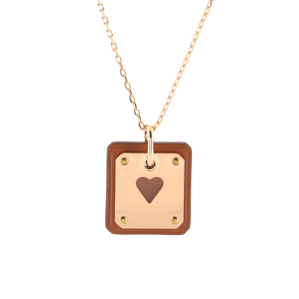 As de Coeur Pendant Necklace Metal and Leather Small