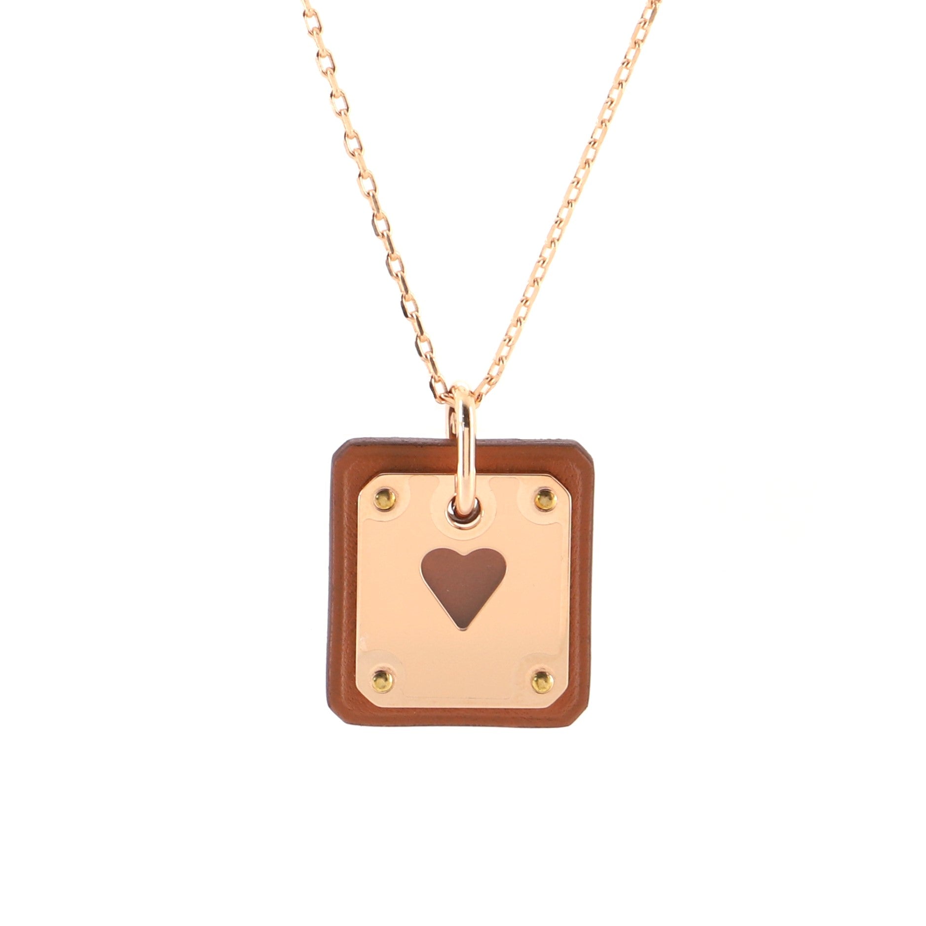 As de Coeur Pendant Necklace Metal and Leather Small