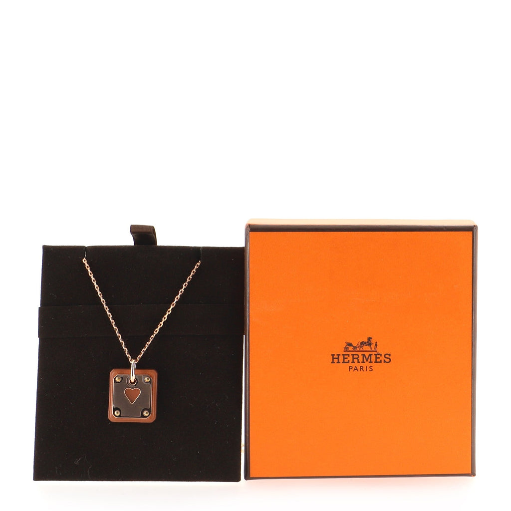 As de Coeur Pendant Necklace Metal and Leather Small