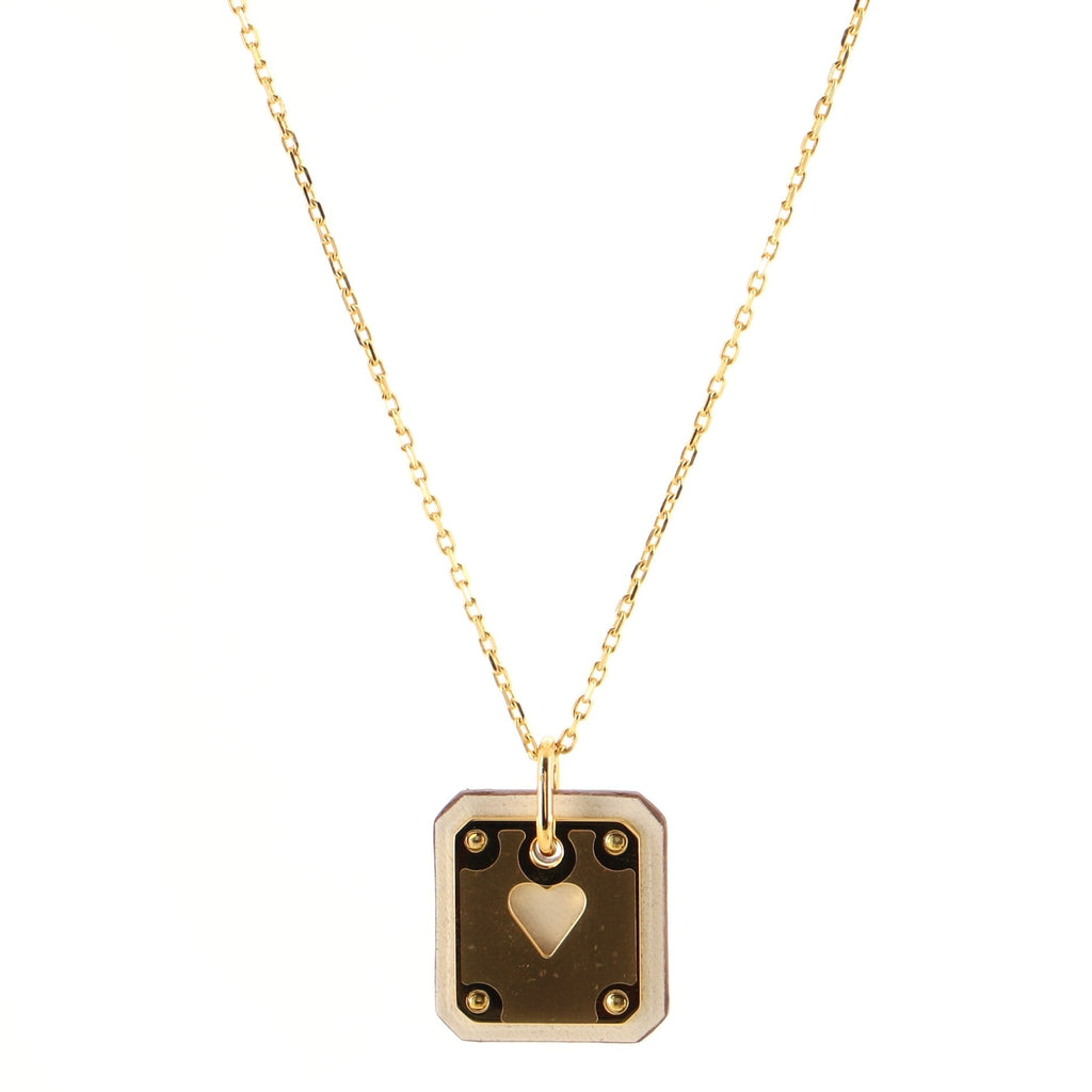 As de Coeur Pendant Necklace Metal and Leather Small
