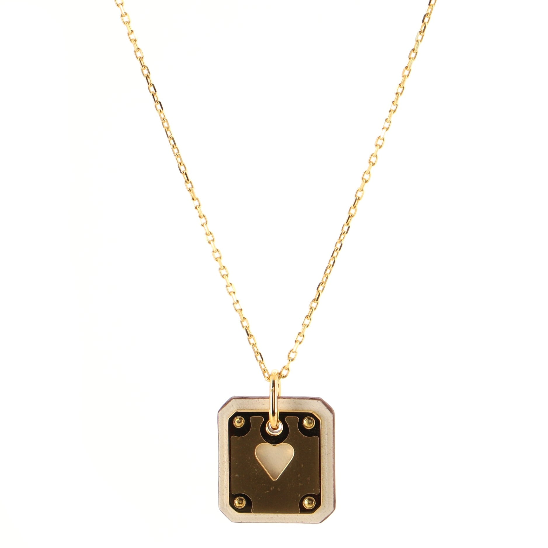 As de Coeur Pendant Necklace Metal and Leather Small