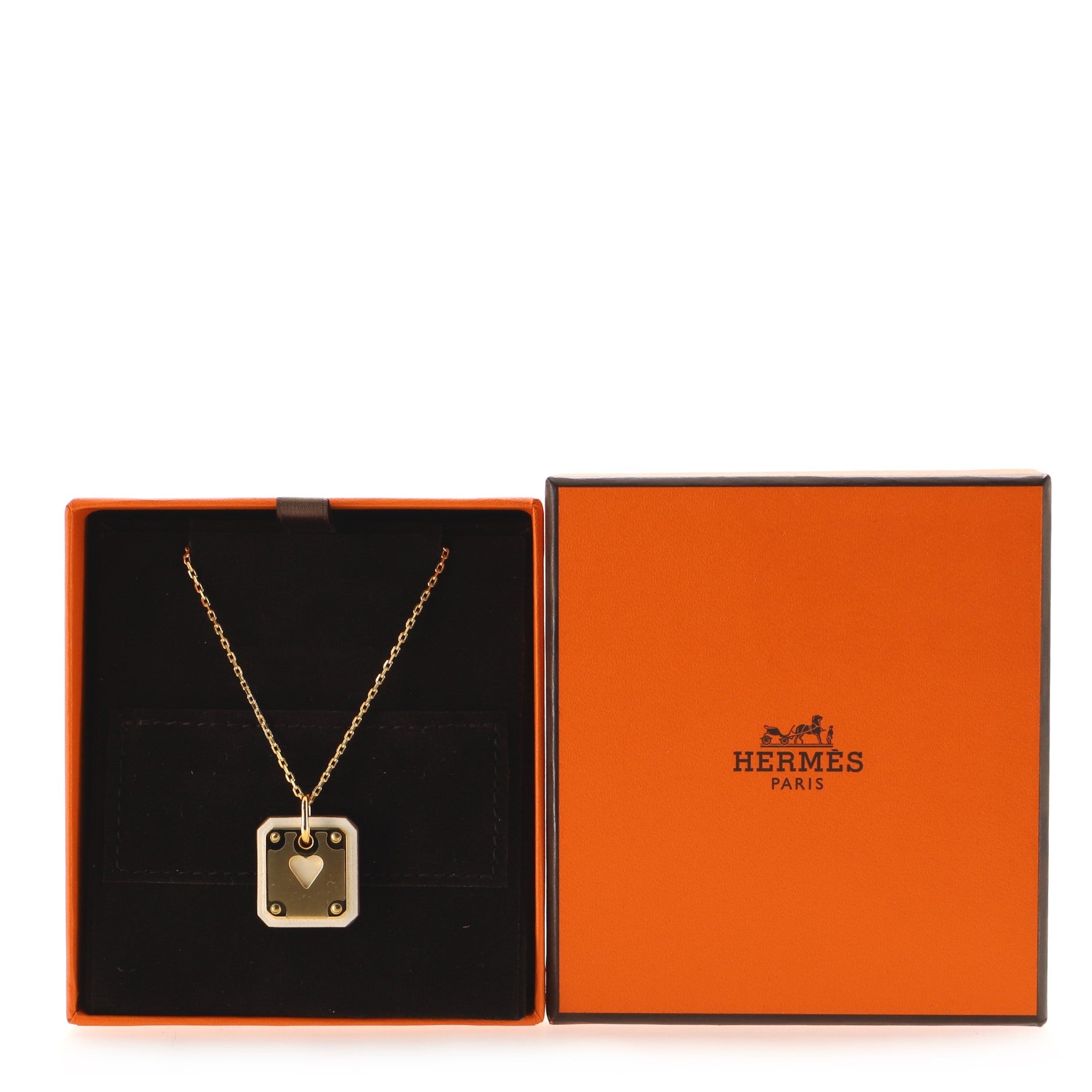 As de Coeur Pendant Necklace Metal and Leather Small