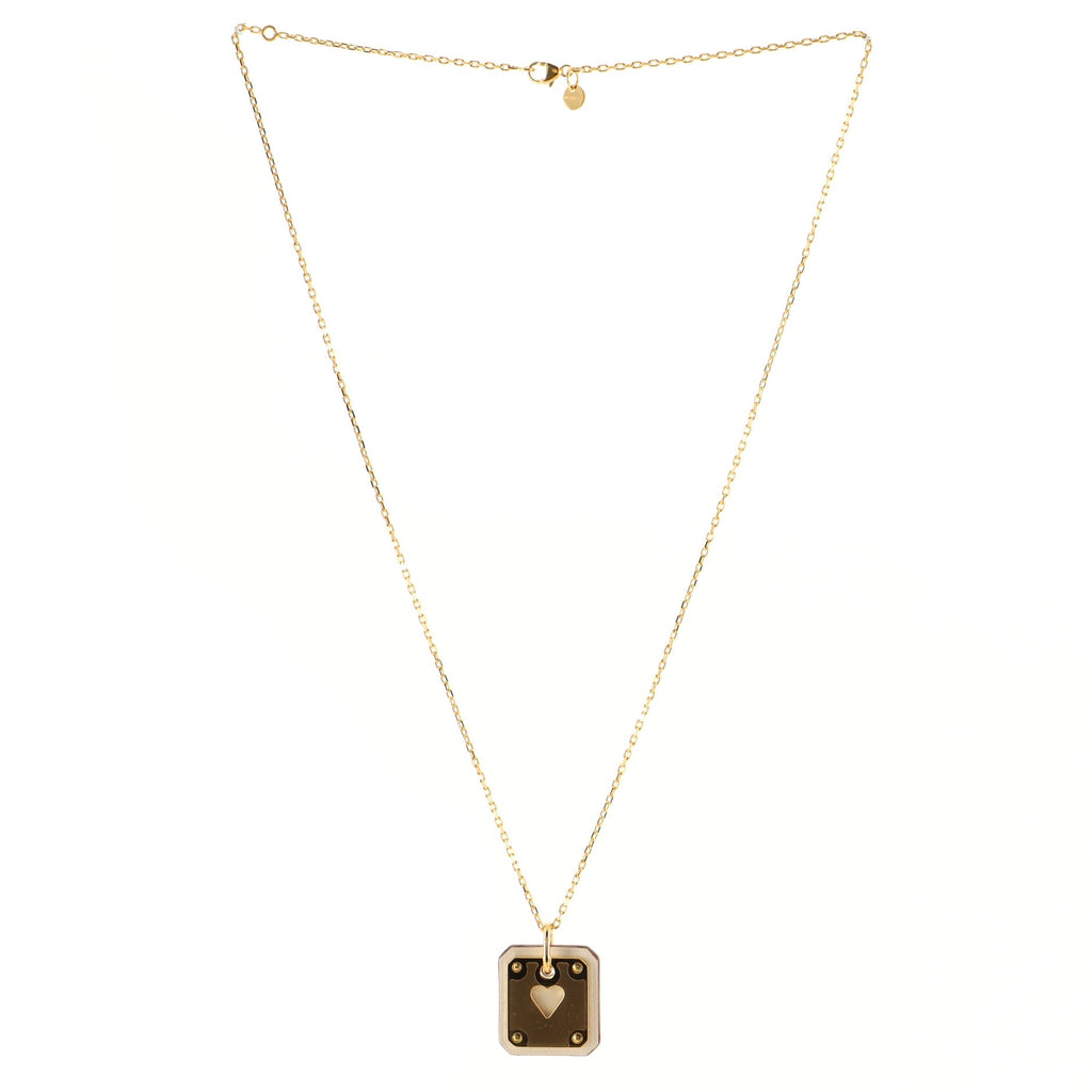 As de Coeur Pendant Necklace Metal and Leather Small