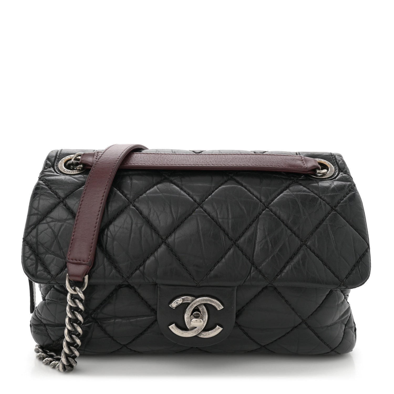 Aged Calfskin Medium New Portobello Flap Black