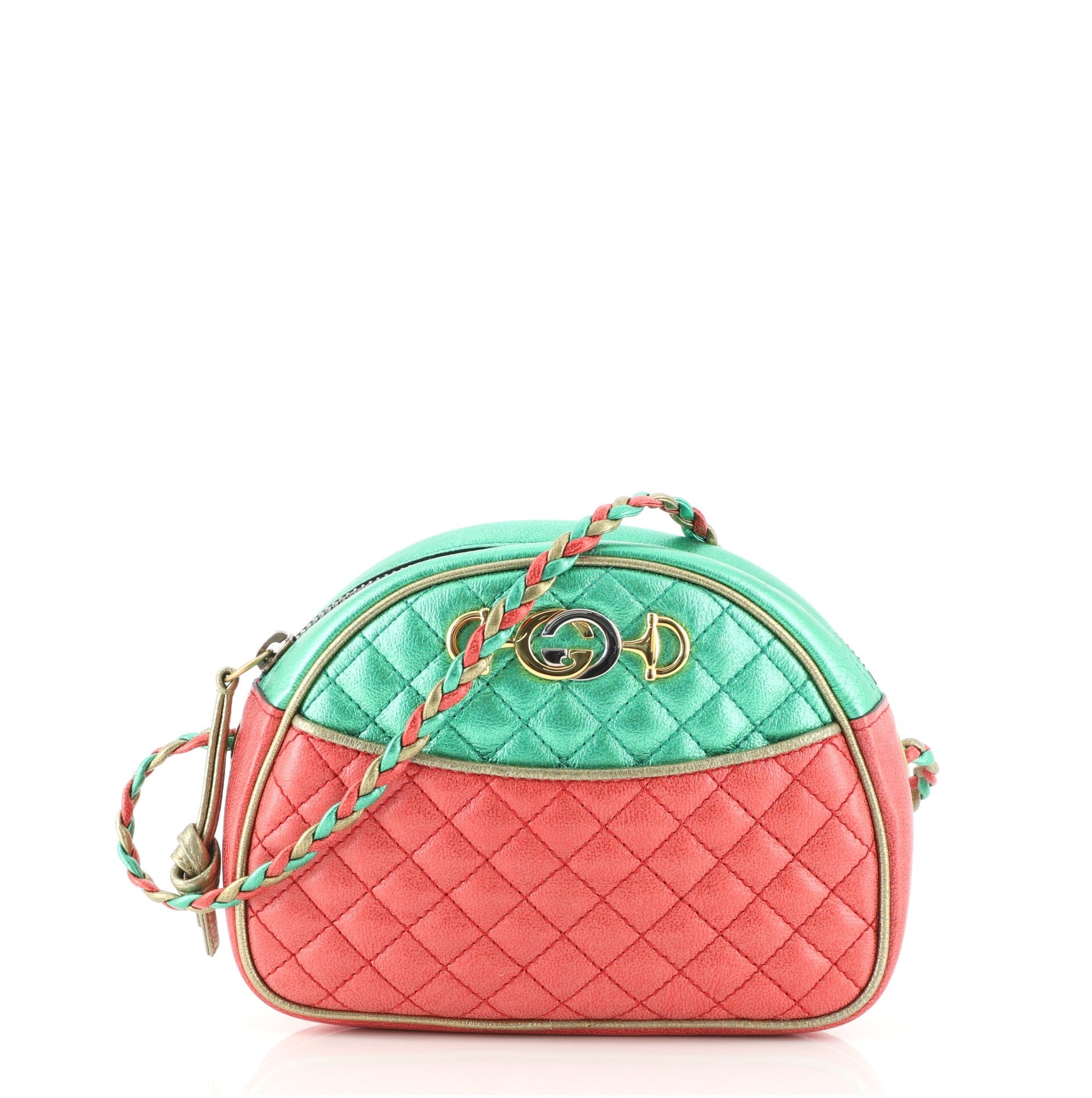 Trapuntata Camera Shoulder Bag Quilted Laminated Leather Mini