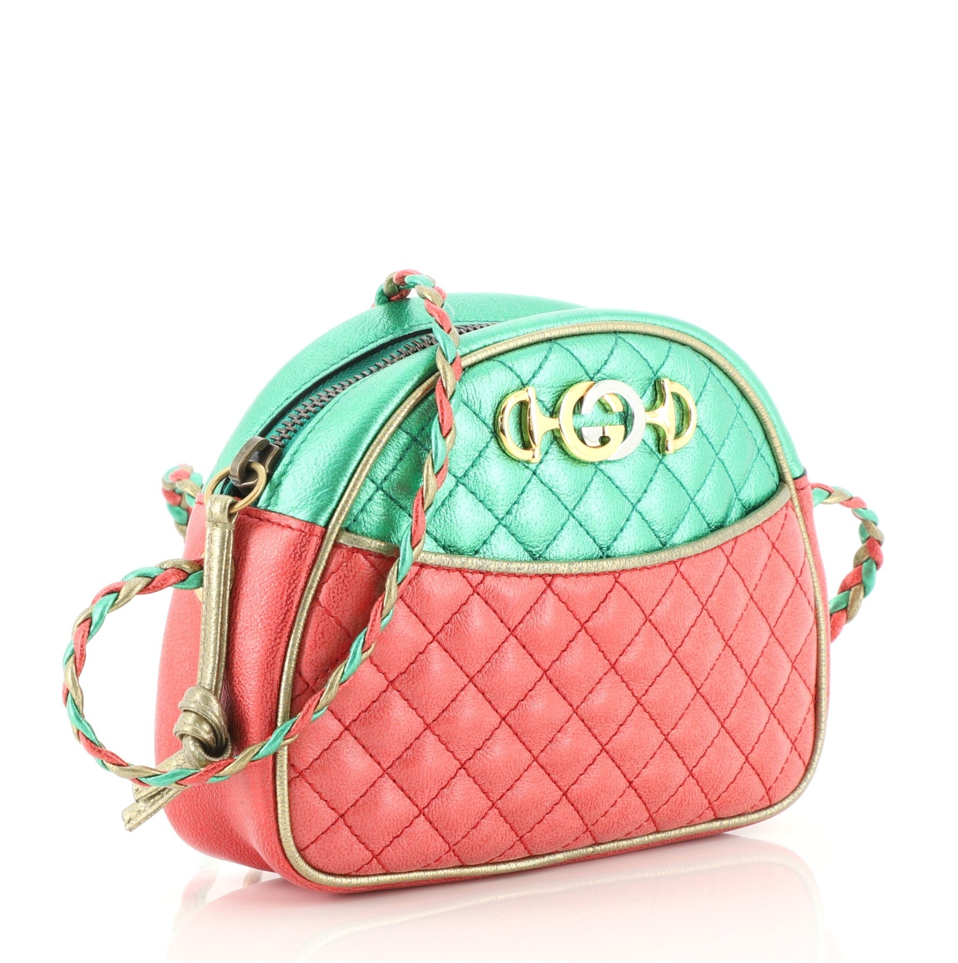 Trapuntata Camera Shoulder Bag Quilted Laminated Leather Mini