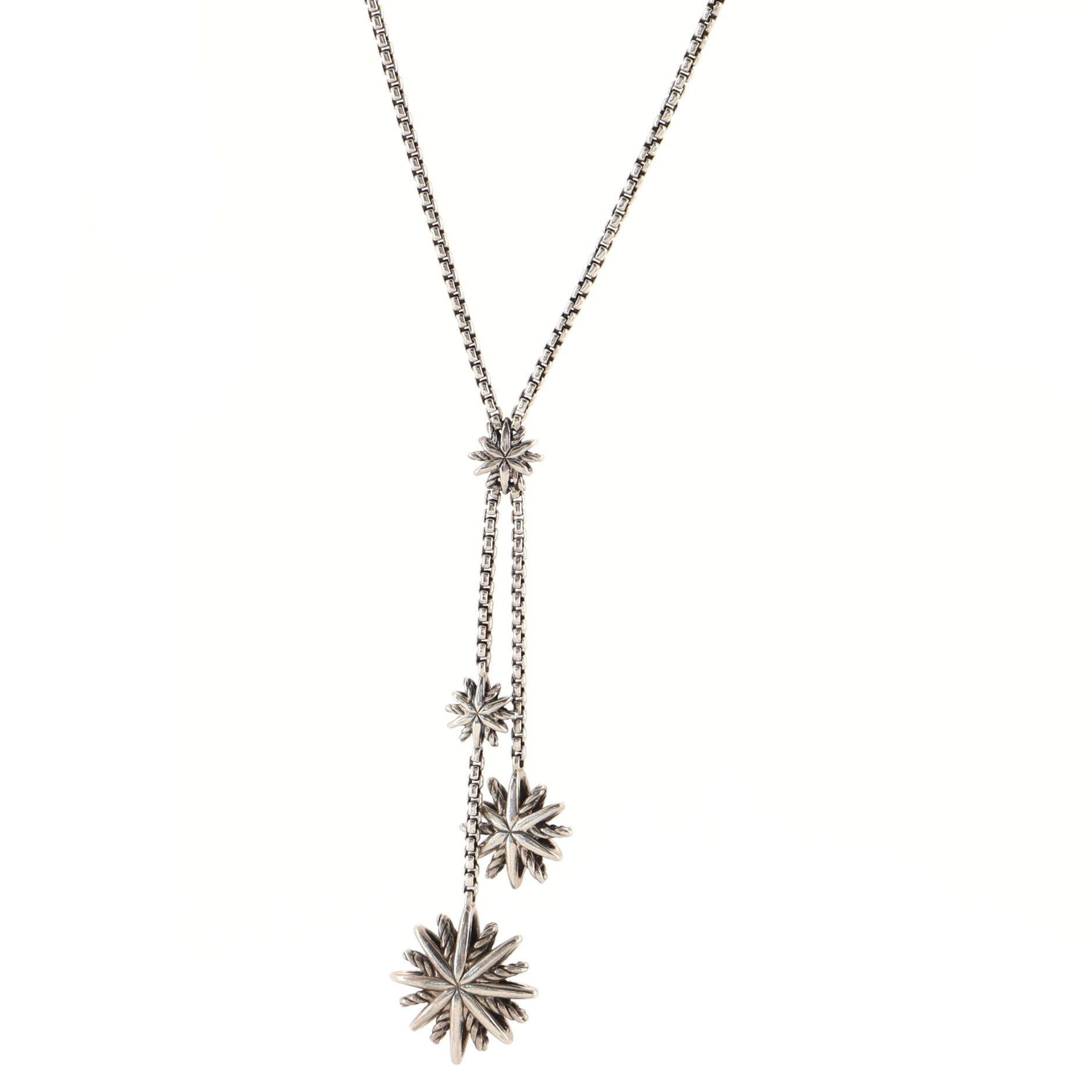 Starburst Y-Necklace Sterling Silver with Diamonds