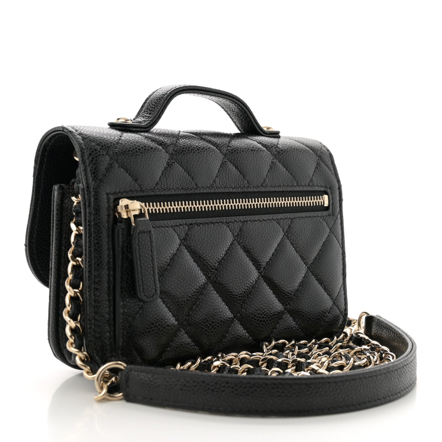 Caviar Quilted Business Affinity Clutch With Chain Black