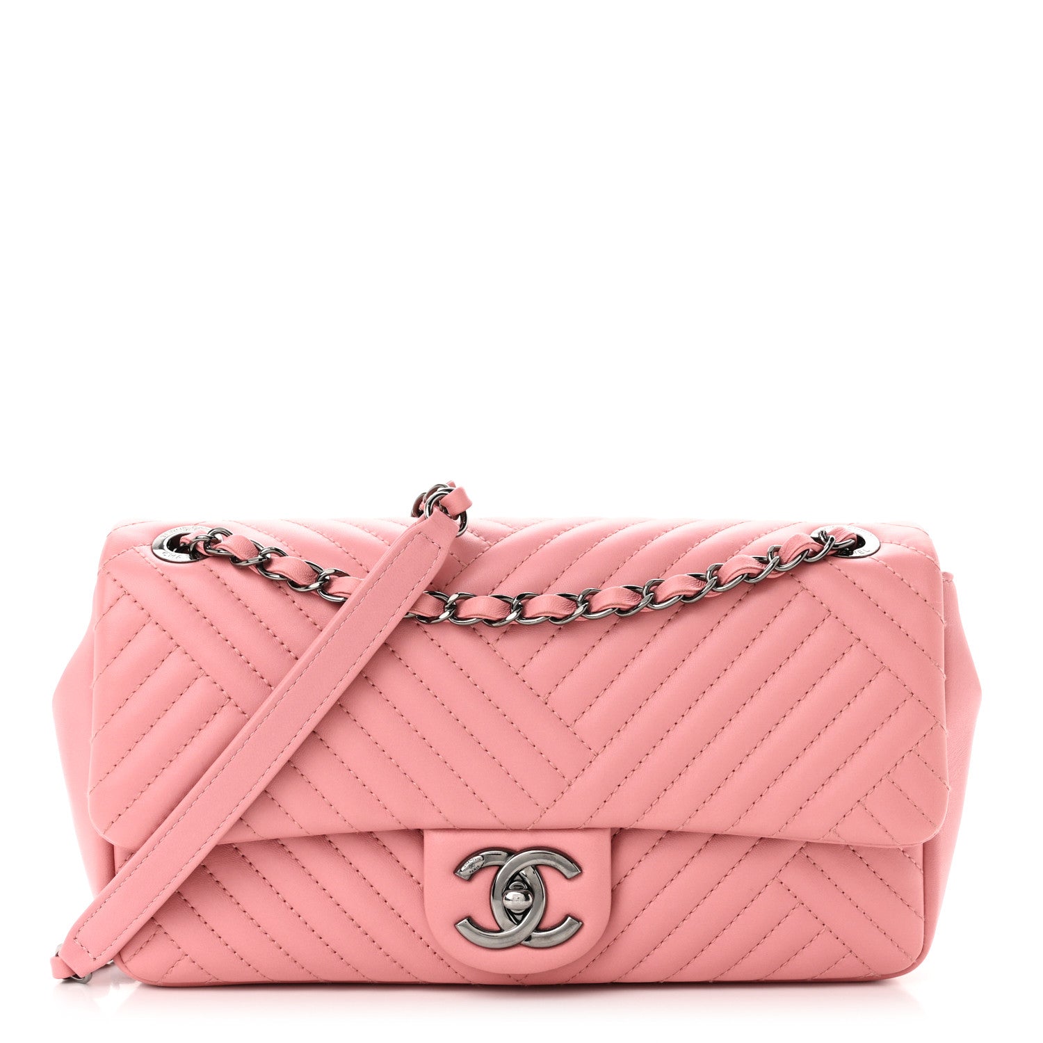 Lambskin Quilted Medium CC Crossing Flap Pink