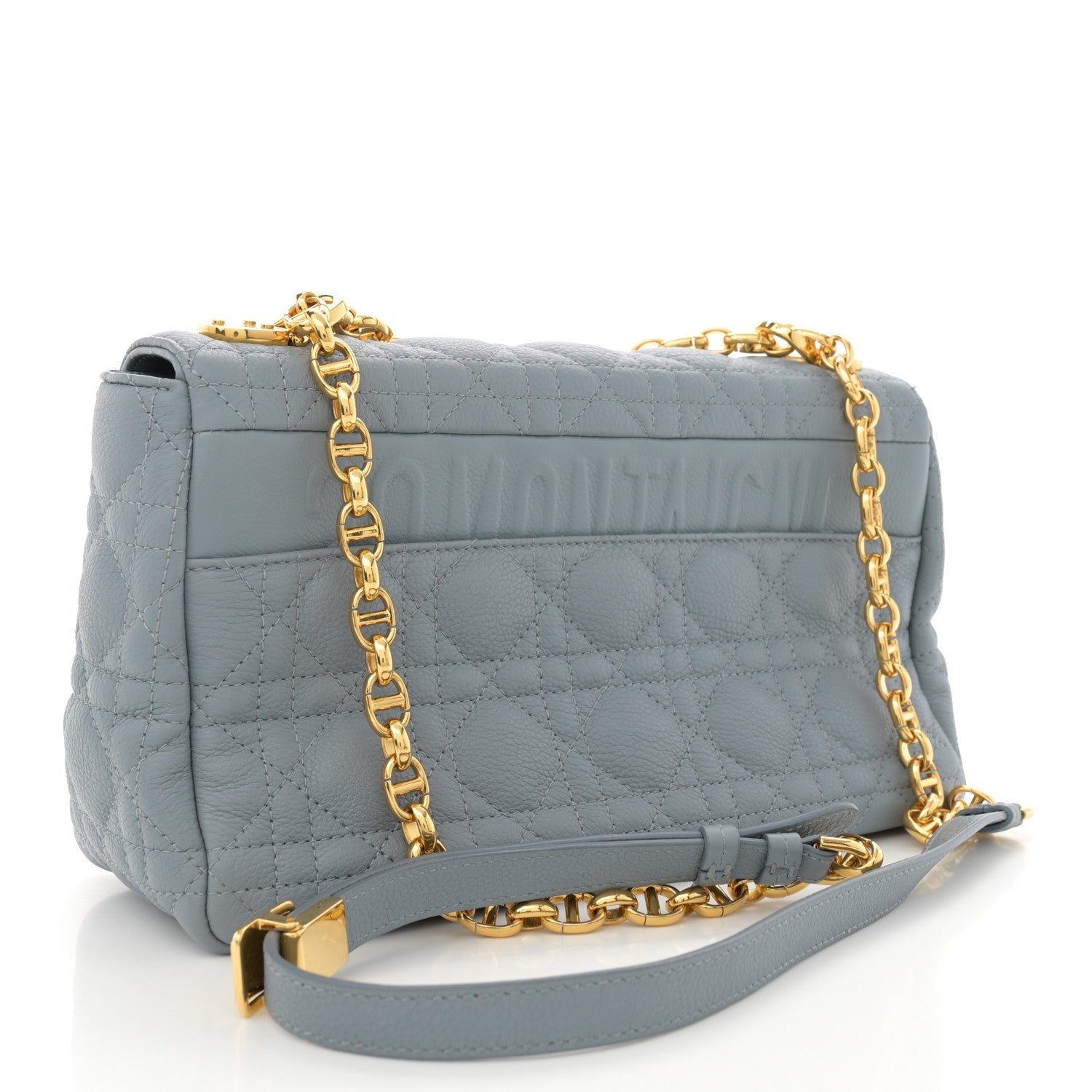 Supple Calfskin Cannage Medium Caro Bag Ethereal Grey