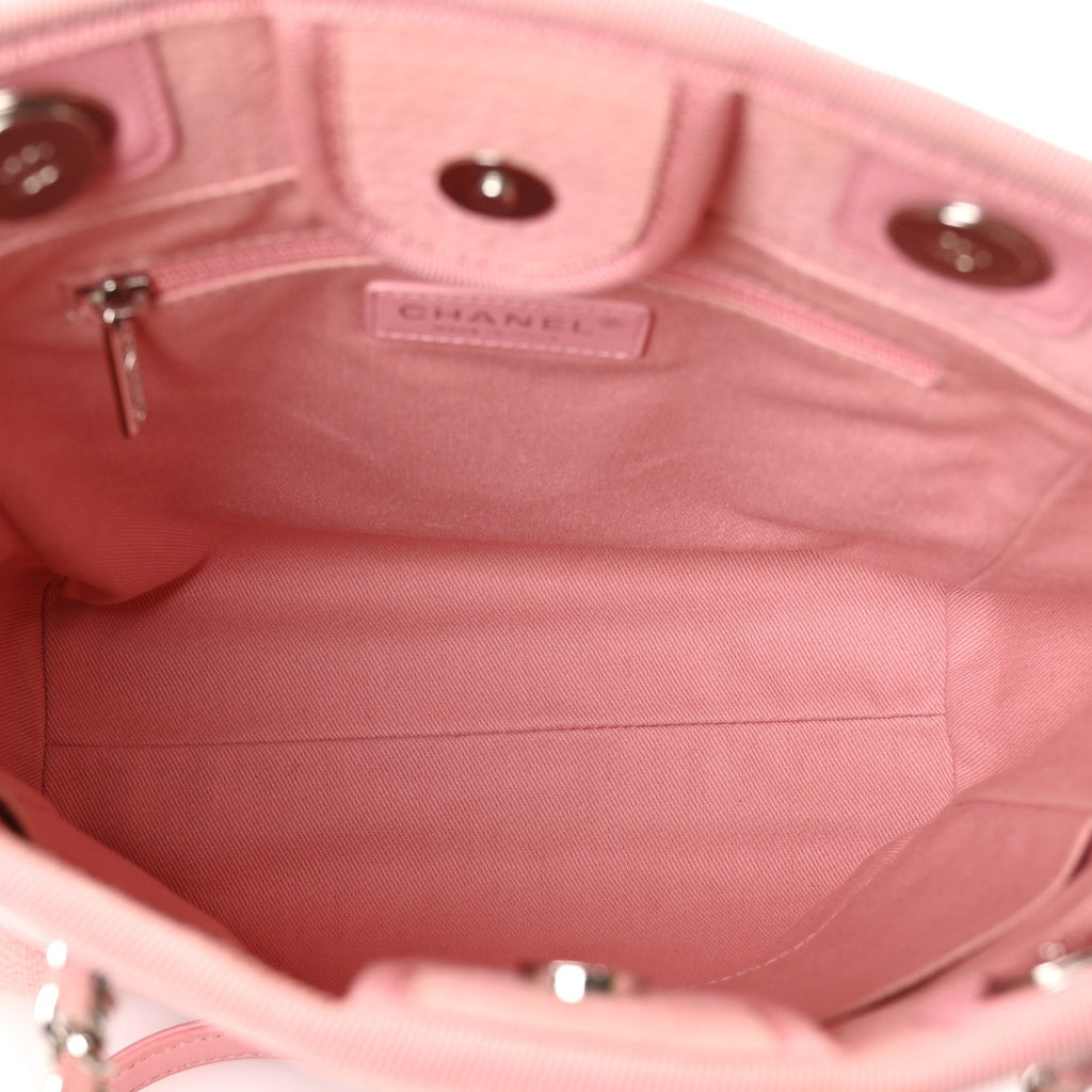 Mixed Fibers Calfskin Mini Deauville Tote Rose Pink