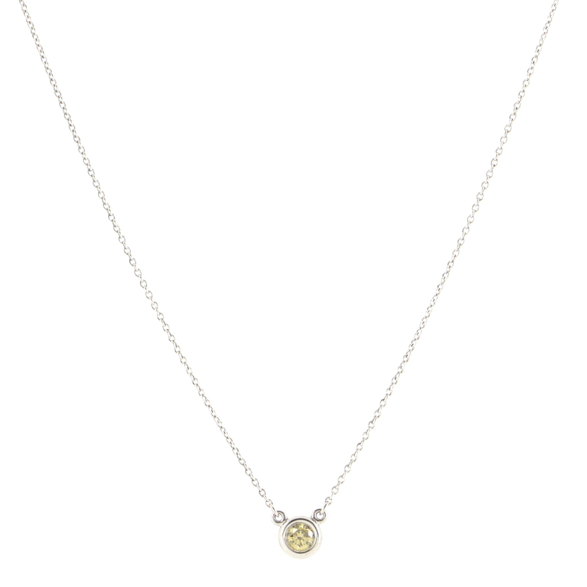 Elsa Peretti Diamonds By The Yard Pendant Necklace Platinum with Yellow Diamond 0.16CT