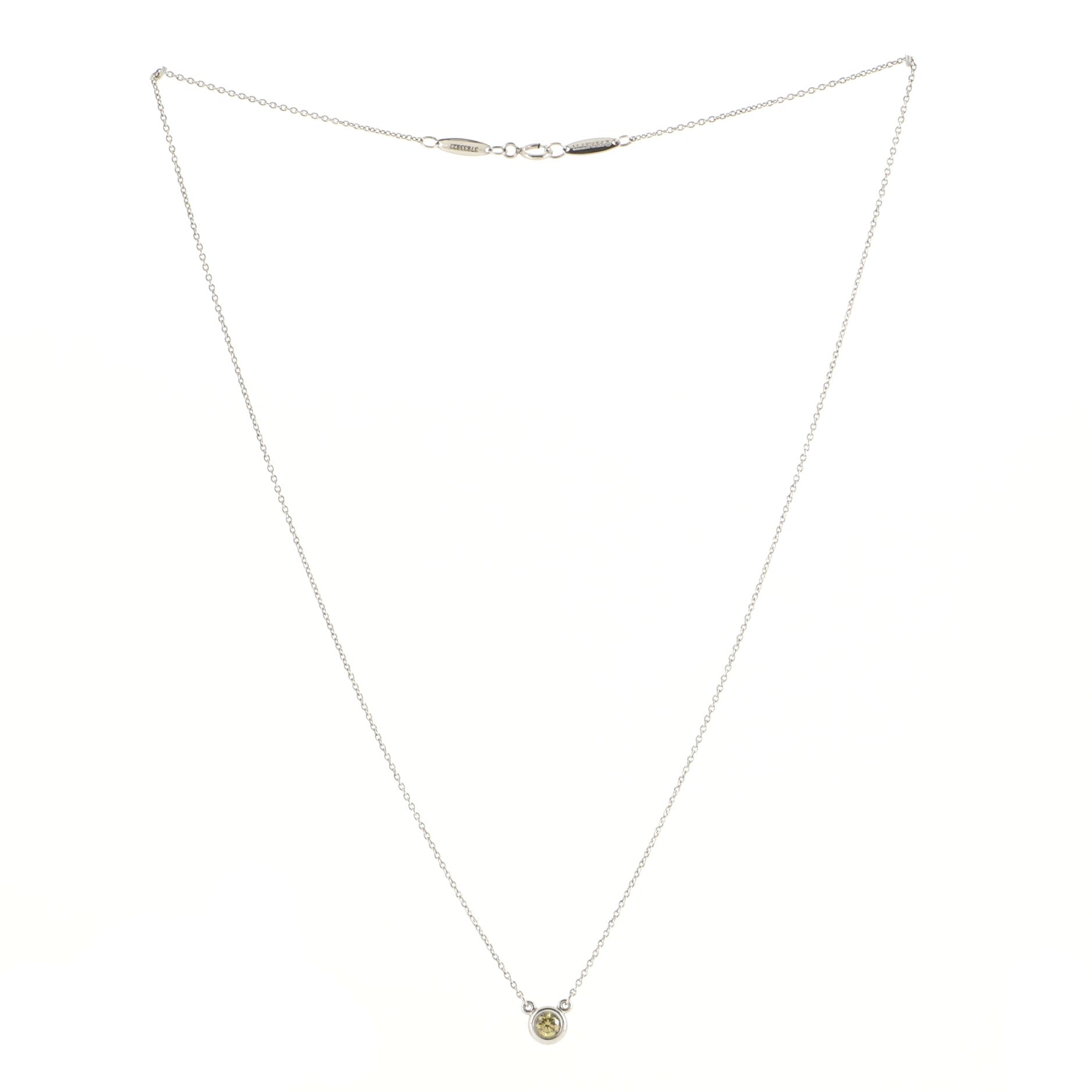 Elsa Peretti Diamonds By The Yard Pendant Necklace Platinum with Yellow Diamond 0.16CT