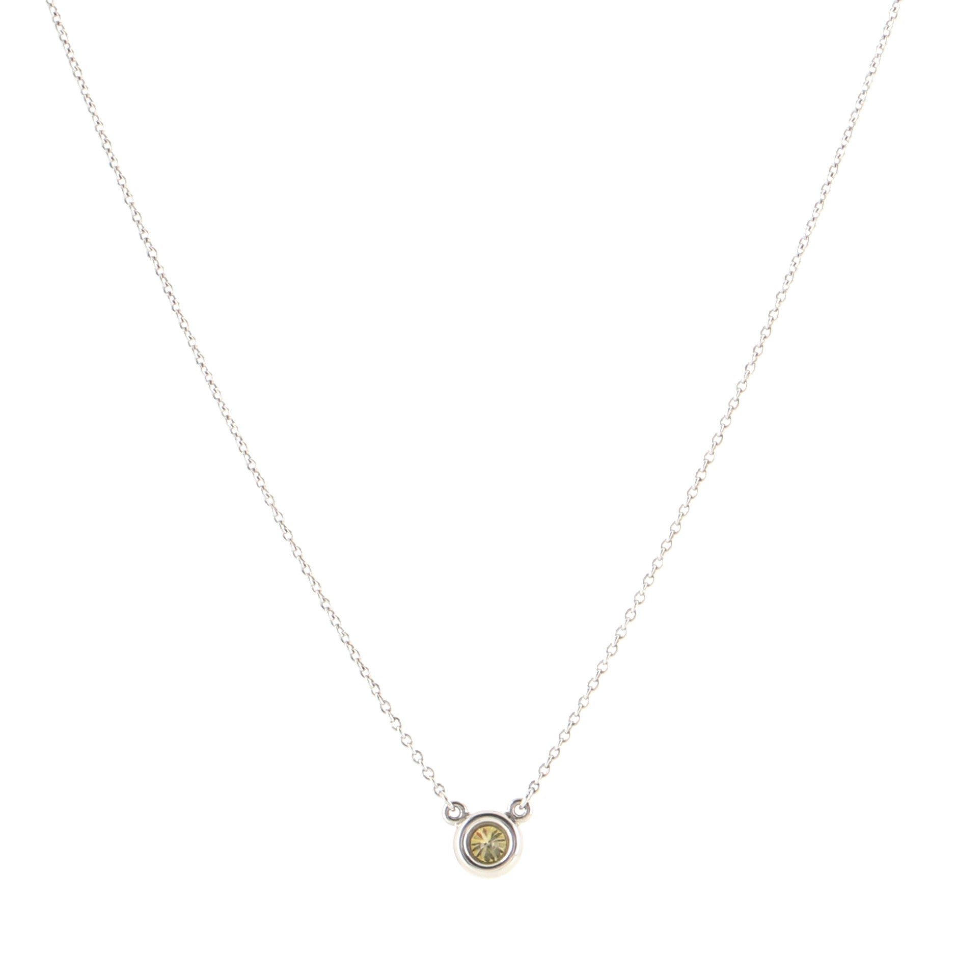 Elsa Peretti Diamonds By The Yard Pendant Necklace Platinum with Yellow Diamond 0.16CT