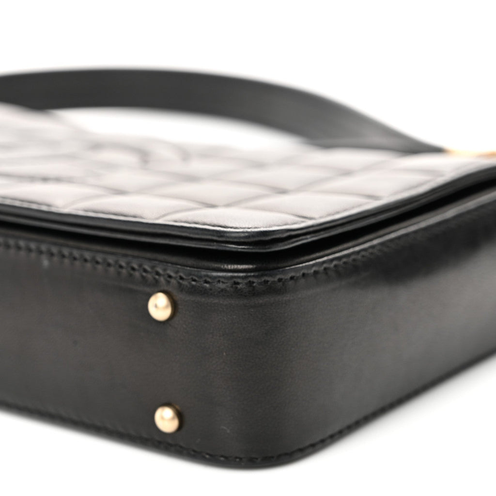 Lambskin Quilted CC Chocolate Bar Flap Black